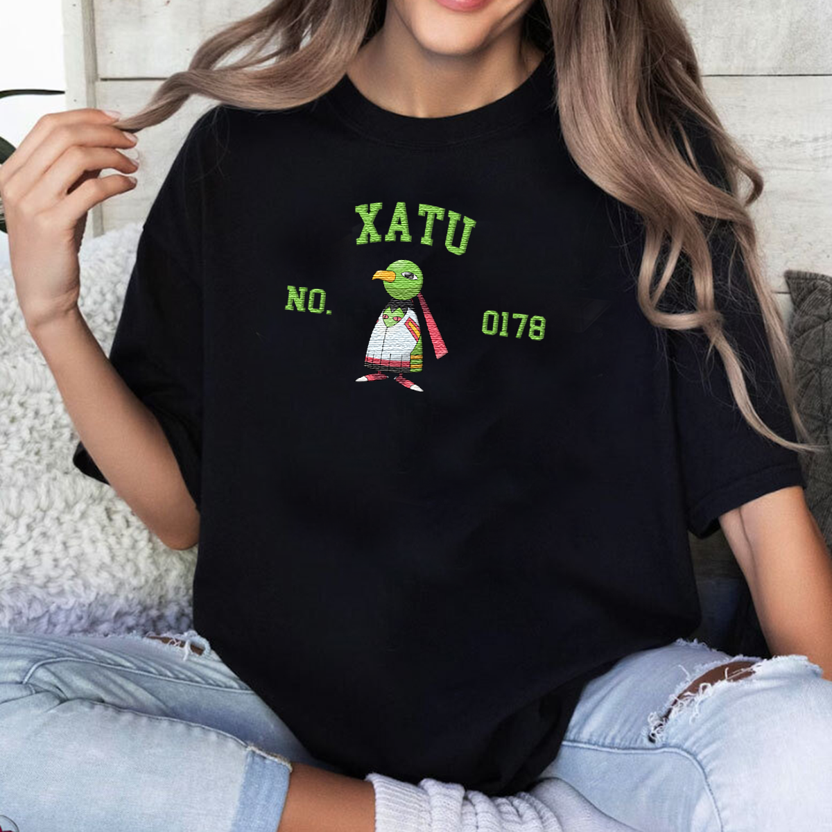 Xatu Adorable Anime-Themed Embroidered T-Shirt,Crewneck,Hoodie-Trendy Versatile and a Thoughtful Gift for Friends,H-C-1471