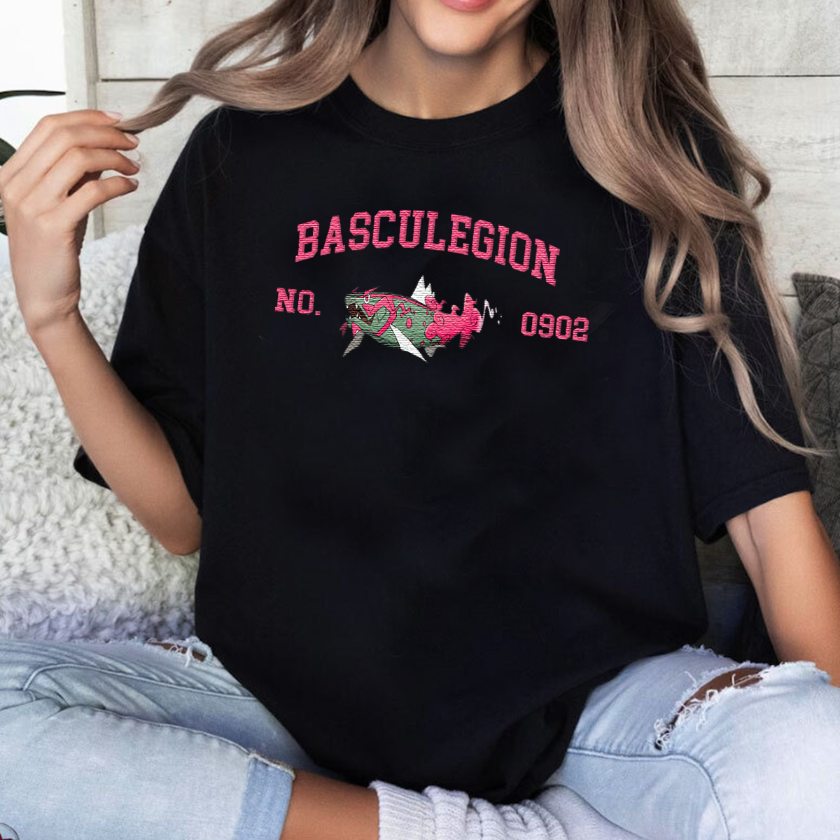 Basculegion Adorable Anime-Themed Embroidered T-Shirt,Crewneck,Hoodie-Trendy Versatile and a Thoughtful Gift for Friends,H-C-1586