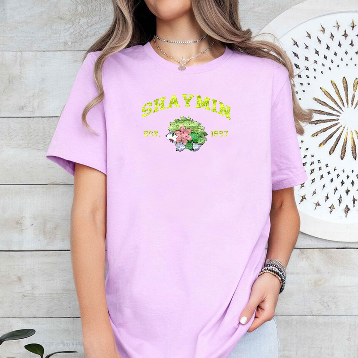 Shaymin Adorable Anime-Themed Embroidered T-Shirt,Crewneck,Hoodie-Trendy Versatile and a Thoughtful Gift for Friends,H-C-865