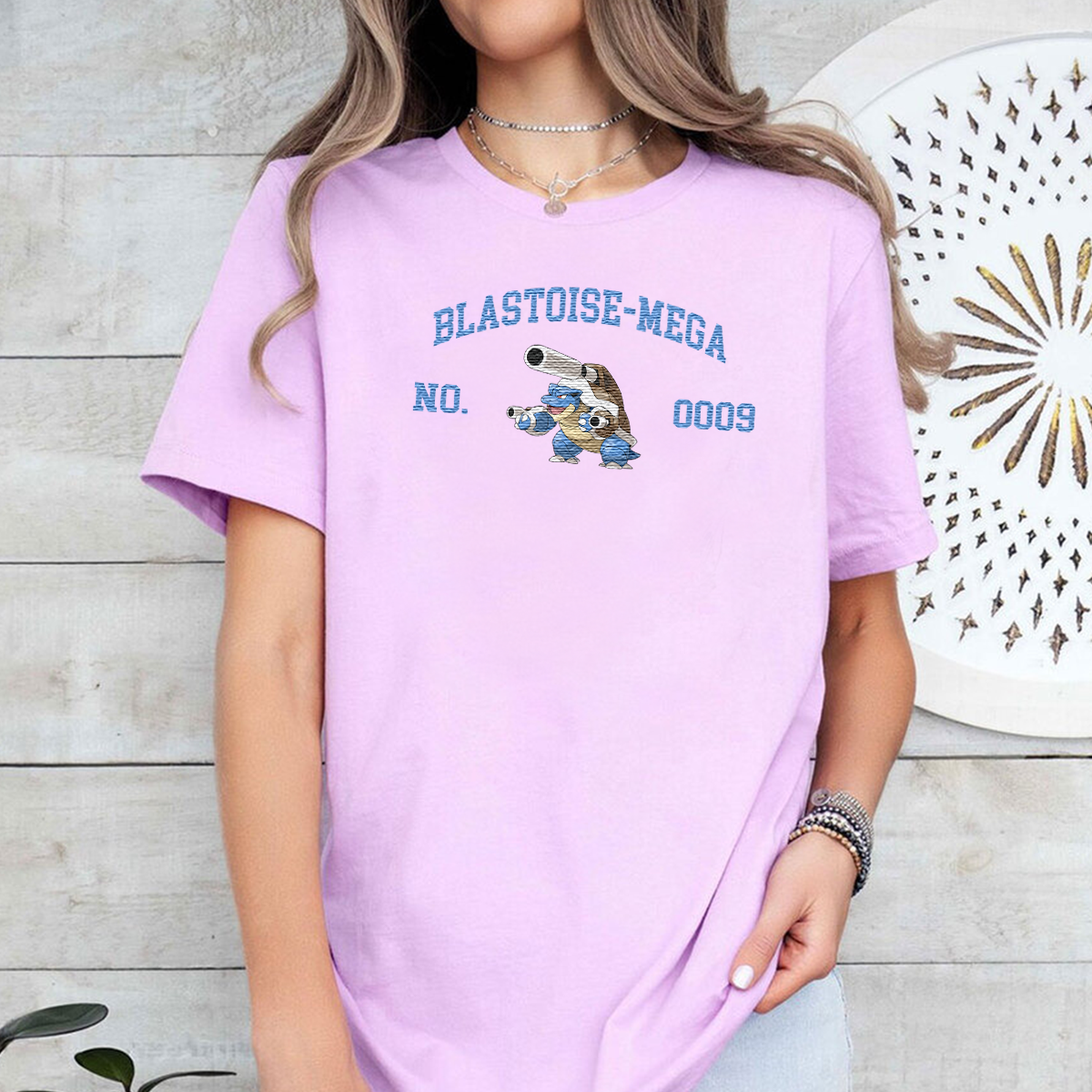 Blastoise-Mega Adorable Anime-Themed Embroidered T-Shirt,Crewneck,Hoodie-Trendy Versatile and a Thoughtful Gift for Friends,H-C-1475