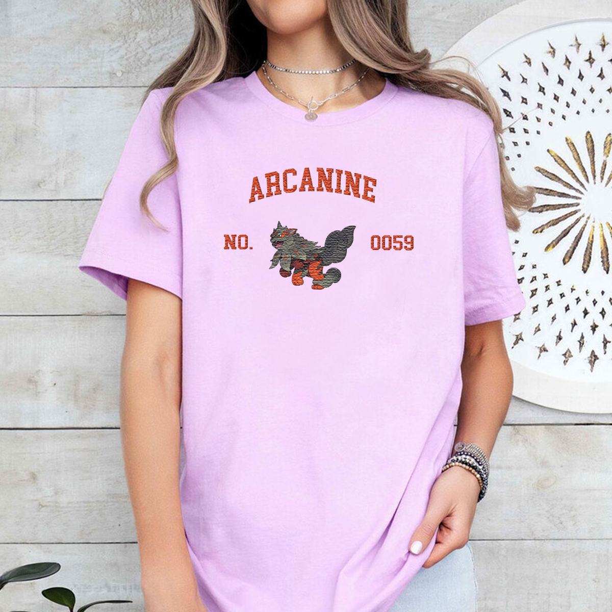 Arcanine Adorable Anime-Themed Embroidered T-Shirt,Crewneck,Hoodie-Trendy Versatile and a Thoughtful Gift for Friends,H-C-1735