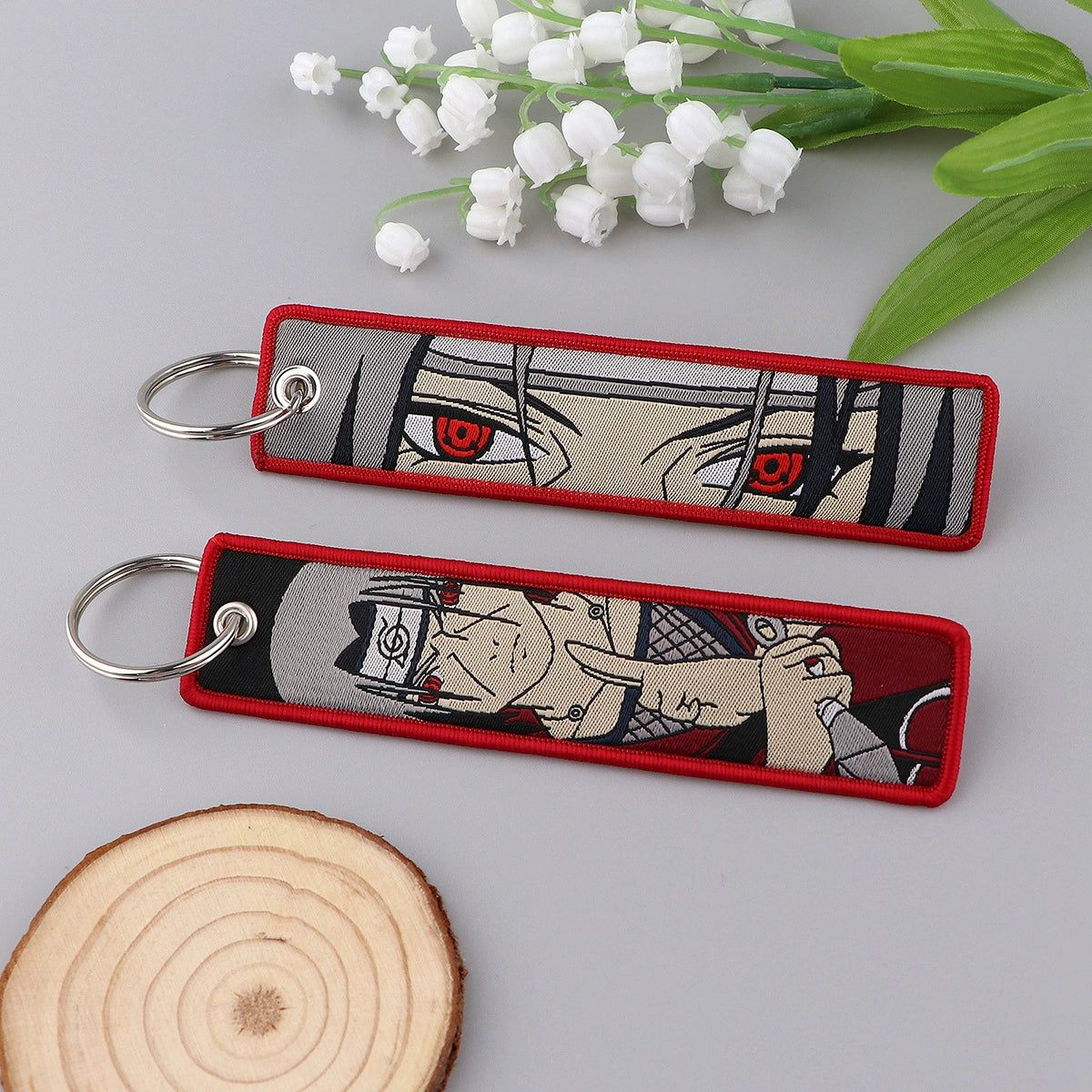 Naruto Akatsuki Cloud Keychain – Embroidered Anime Fabric Key Ring for Fans,Cosplay,and Backpacks,027
