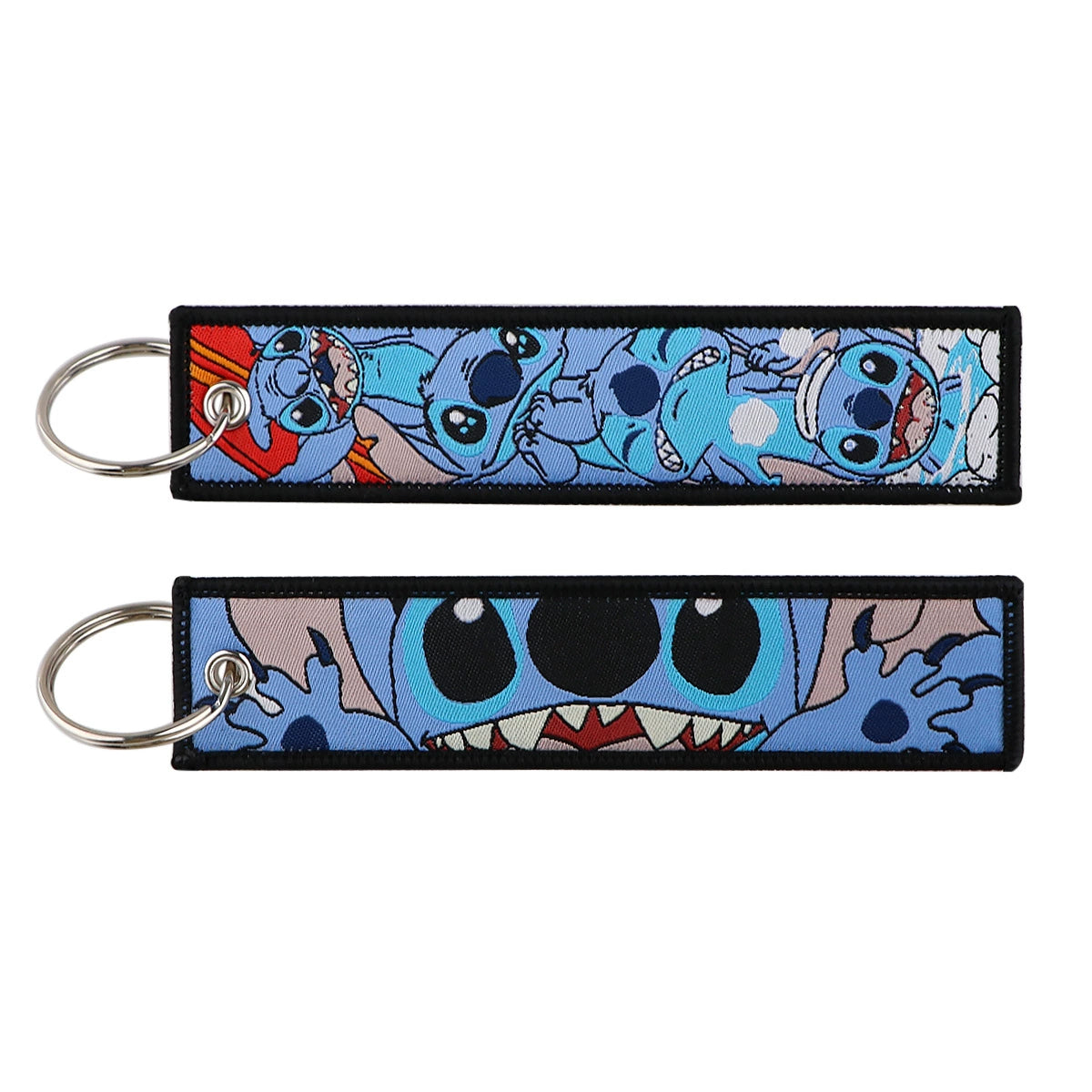 Stitch Cartoon Lanyard Keychain – Woven Fabric ID Badge Holder for Students, Office, Keys, and Accessories,025
