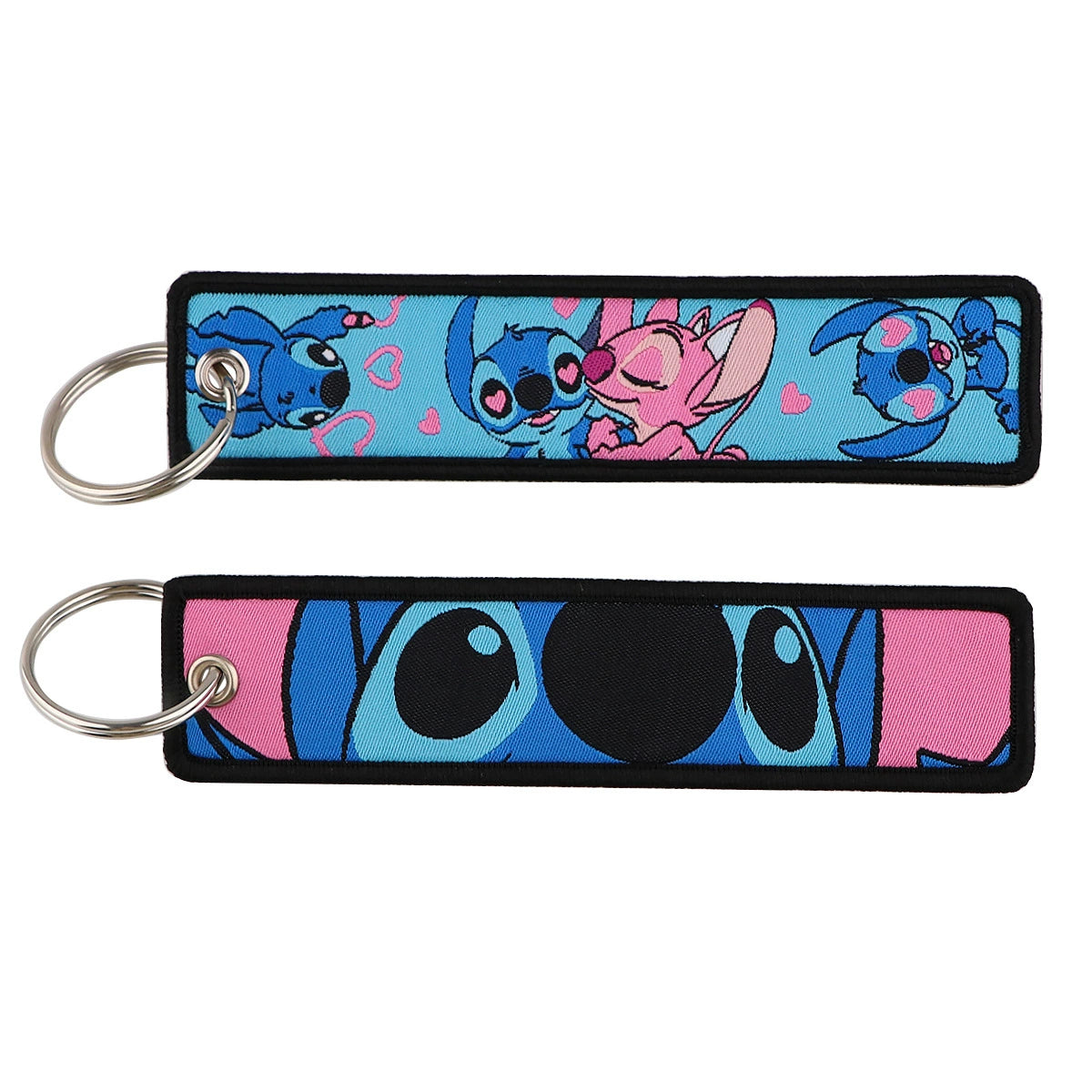 Stitch Cartoon Lanyard Keychain – Woven Fabric ID Badge Holder for Students, Office, Keys, and Accessories,025
