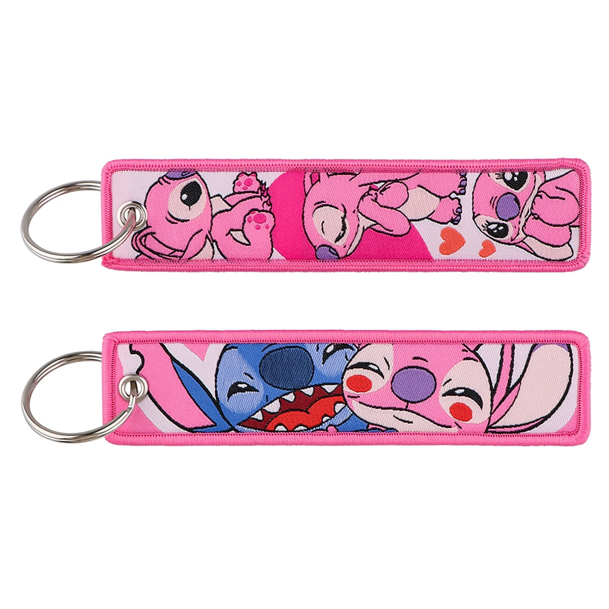 Stitch Cartoon Lanyard Keychain – Woven Fabric ID Badge Holder for Students, Office, Keys, and Accessories,025