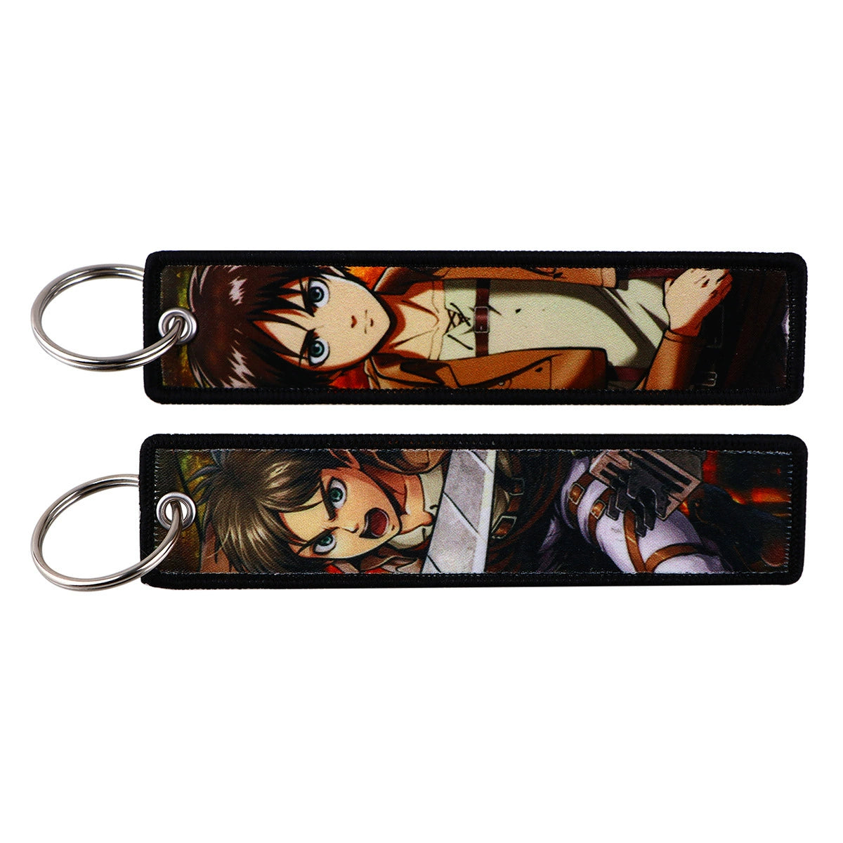 Cartoon Anime Attack on Titan Jacquard Keychain Lanyard, Access Card Holder, Fabric Keychain for ID and Office Badge,016