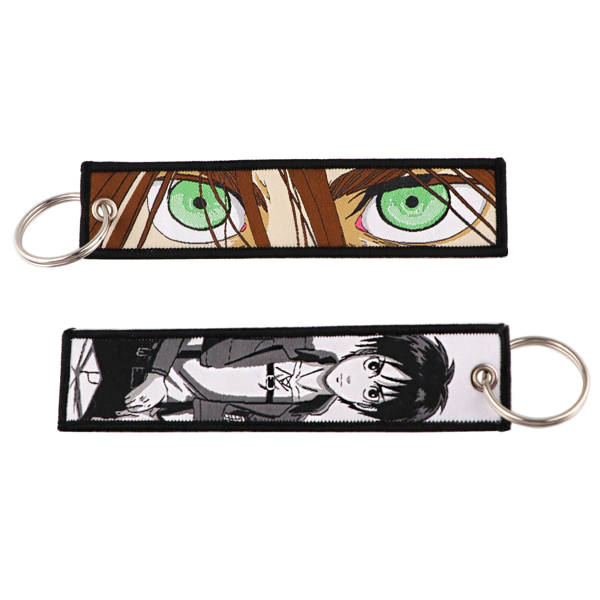 Cartoon Anime Attack on Titan Jacquard Keychain Lanyard, Access Card Holder, Fabric Keychain for ID and Office Badge,016