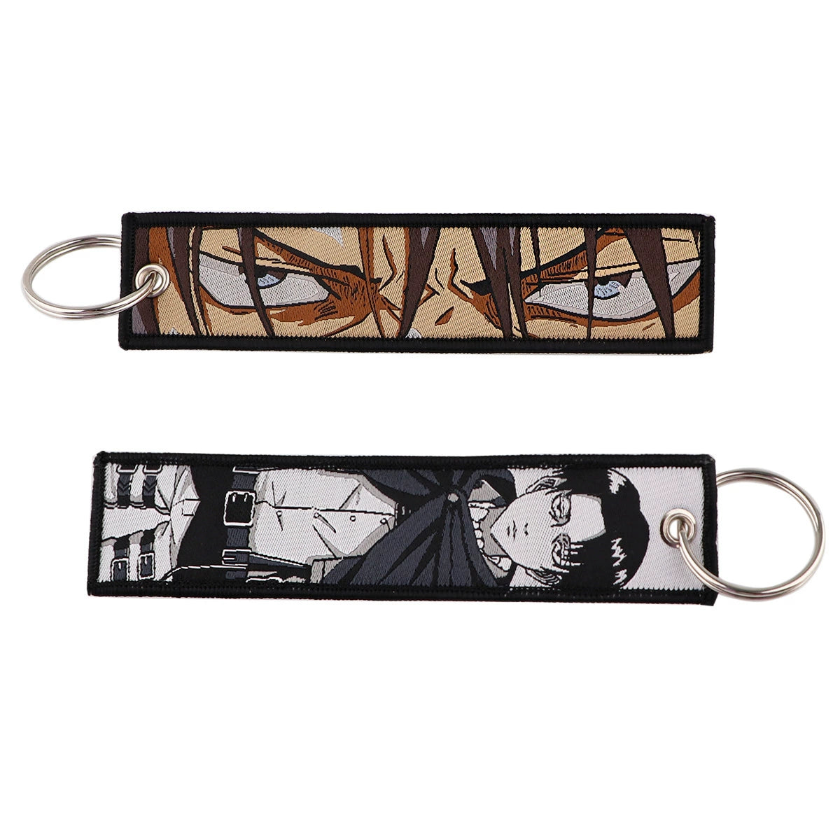 Cartoon Anime Attack on Titan Jacquard Keychain Lanyard, Access Card Holder, Fabric Keychain for ID and Office Badge,016