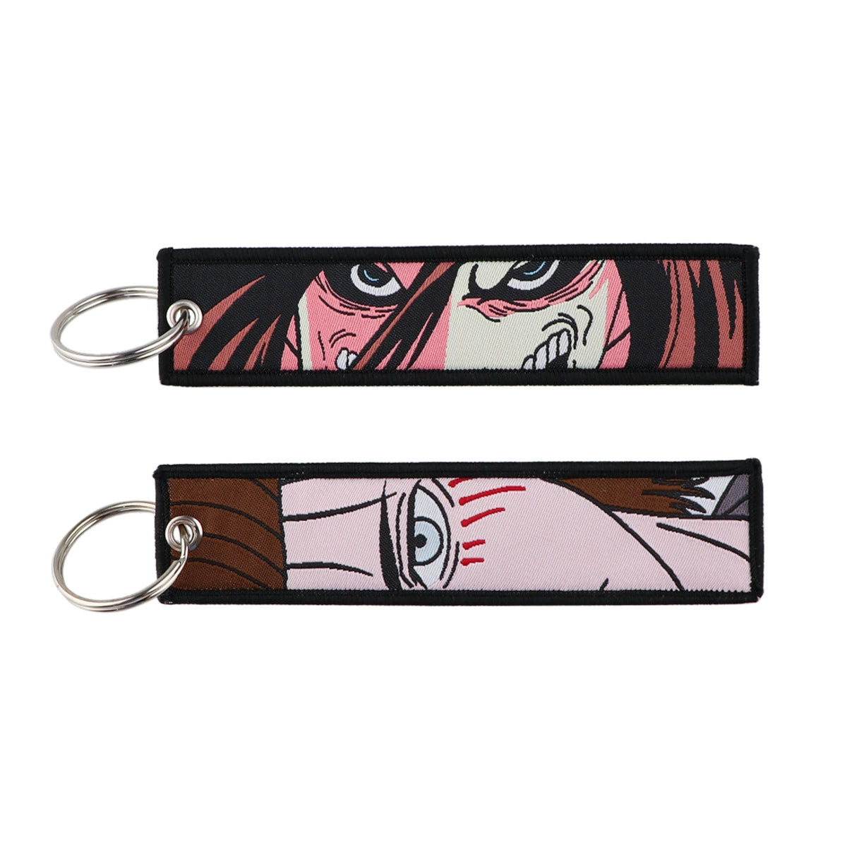 Cartoon Anime Attack on Titan Jacquard Keychain Lanyard, Access Card Holder, Fabric Keychain for ID and Office Badge,016