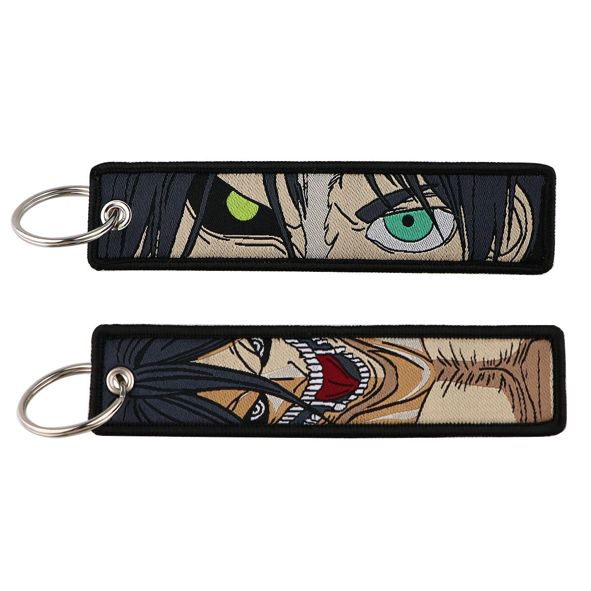 Cartoon Anime Attack on Titan Jacquard Keychain Lanyard, Access Card Holder, Fabric Keychain for ID and Office Badge,016