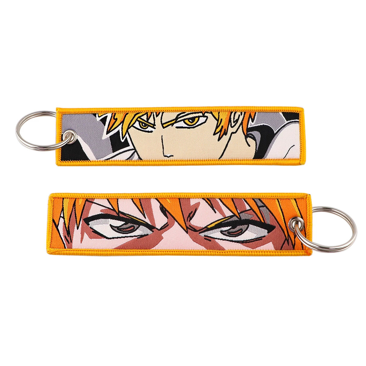 Anime Bleach Woven Keychain with Cartoon Lanyard, Student Campus Access & Office ID Badge Holder, Fabric Keychain,013