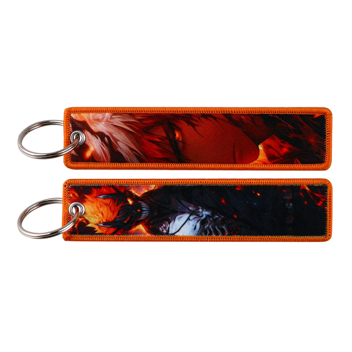 Anime Bleach Woven Keychain with Cartoon Lanyard, Student Campus Access & Office ID Badge Holder, Fabric Keychain,013