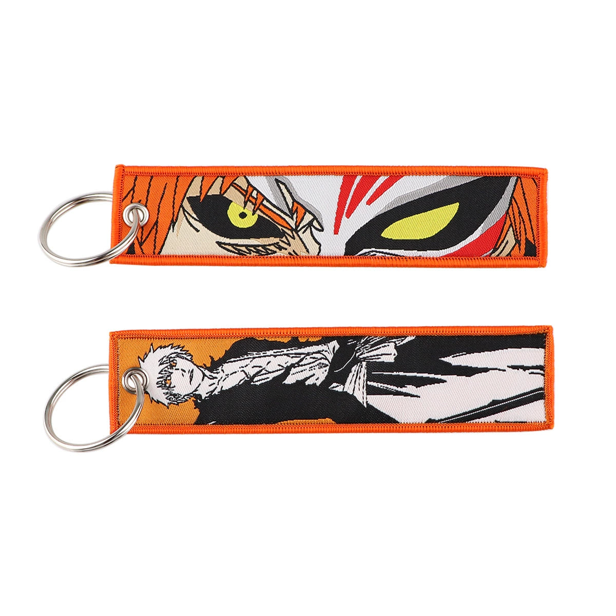 Anime Bleach Woven Keychain with Cartoon Lanyard, Student Campus Access & Office ID Badge Holder, Fabric Keychain,013