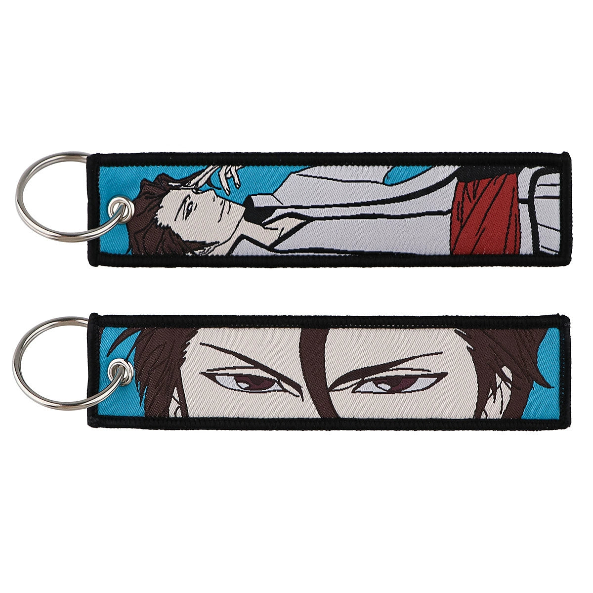 Anime Bleach Woven Keychain with Cartoon Lanyard, Student Campus Access & Office ID Badge Holder, Fabric Keychain,013