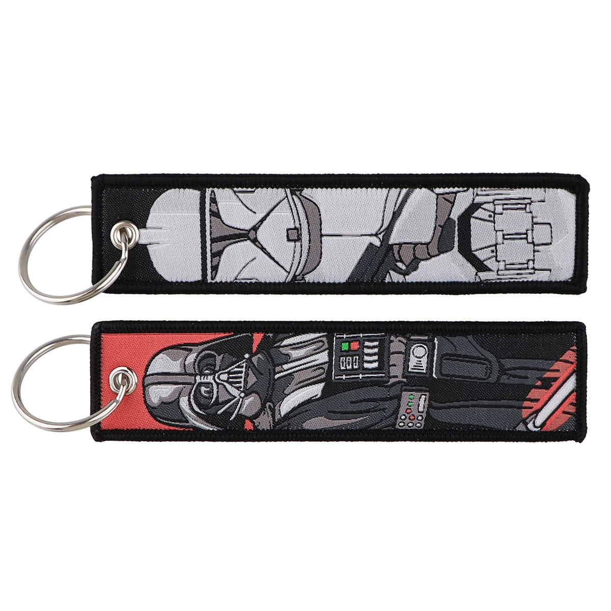 Cartoon Green Monster Woven Label Keychain Lanyard, Planet Bag Charm, Fabric Keychain for Student ID & Campus Decoration,019