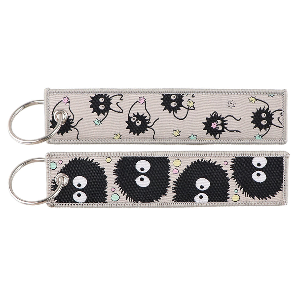 Totoro & No-Face Keychain Lanyard, Studio Ghibli Woven Label Keychain, Anime & Manga Fabric Accessories,020
