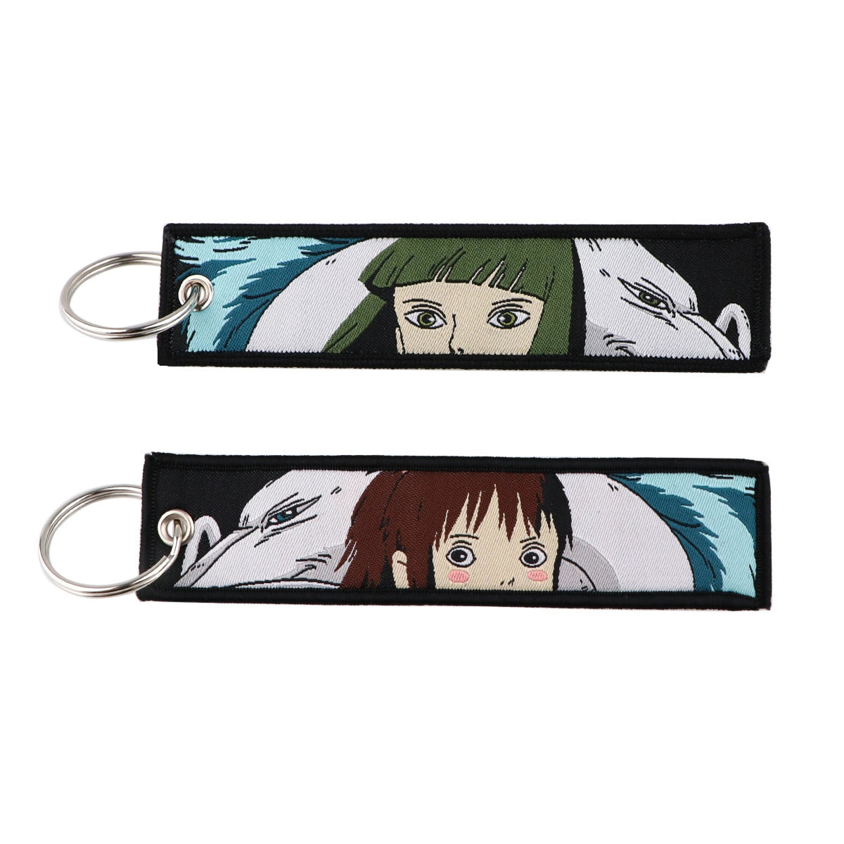 Totoro & No-Face Keychain Lanyard, Studio Ghibli Woven Label Keychain, Anime & Manga Fabric Accessories,020