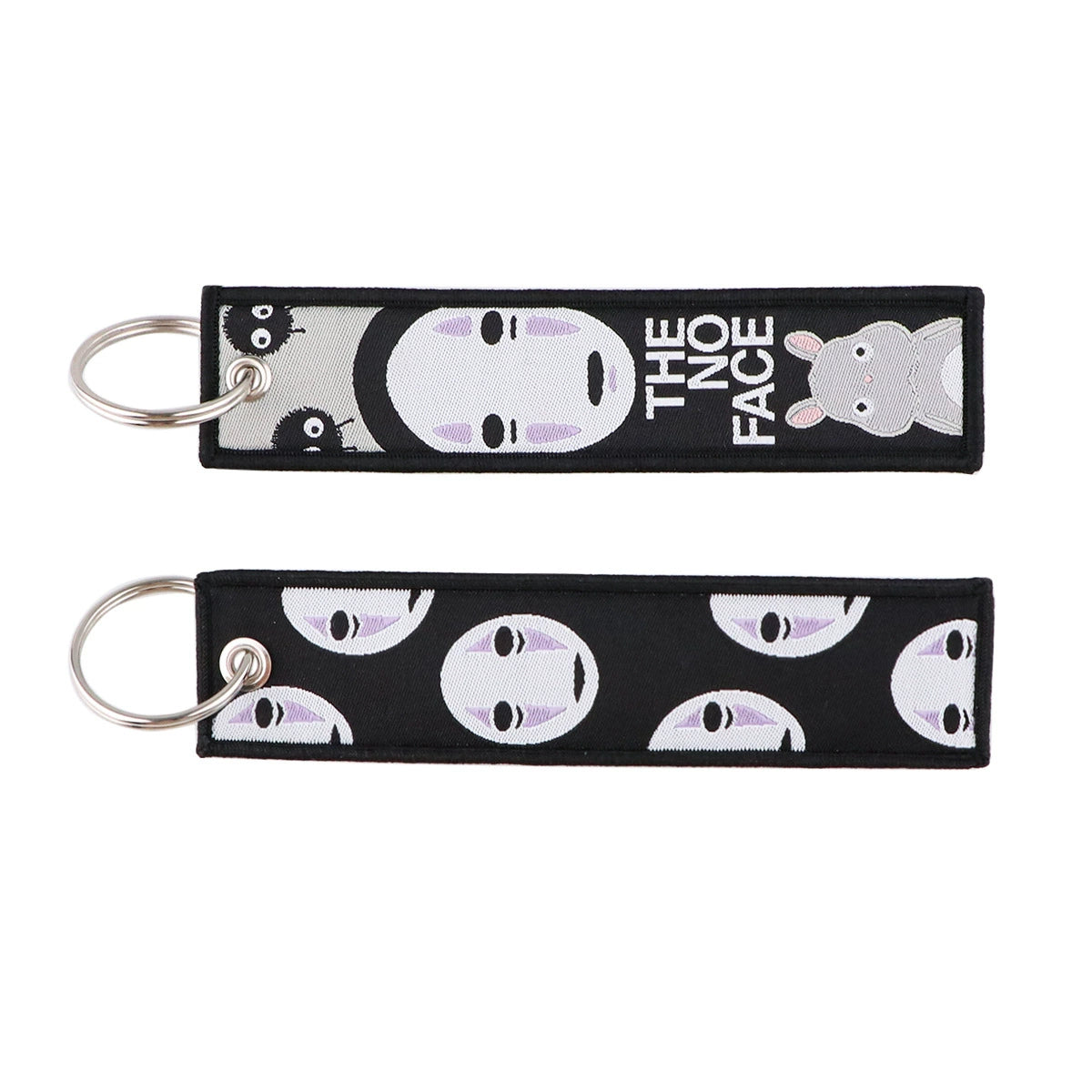 Totoro & No-Face Keychain Lanyard, Studio Ghibli Woven Label Keychain, Anime & Manga Fabric Accessories,020