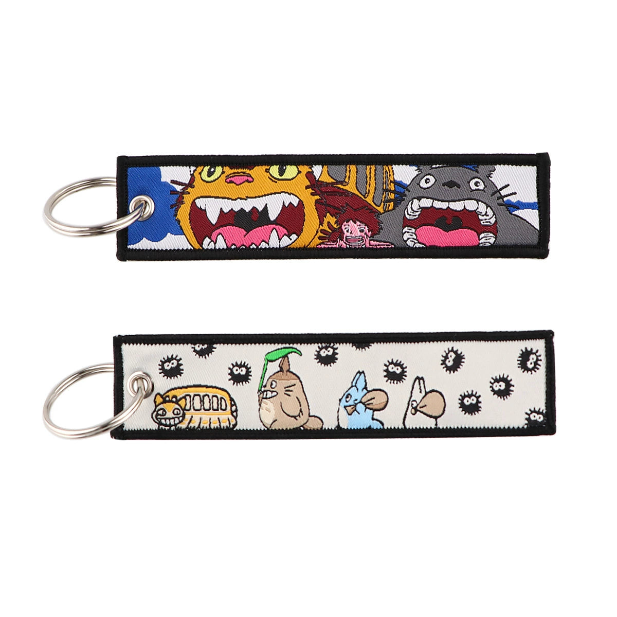 Totoro & No-Face Keychain Lanyard, Studio Ghibli Woven Label Keychain, Anime & Manga Fabric Accessories,020