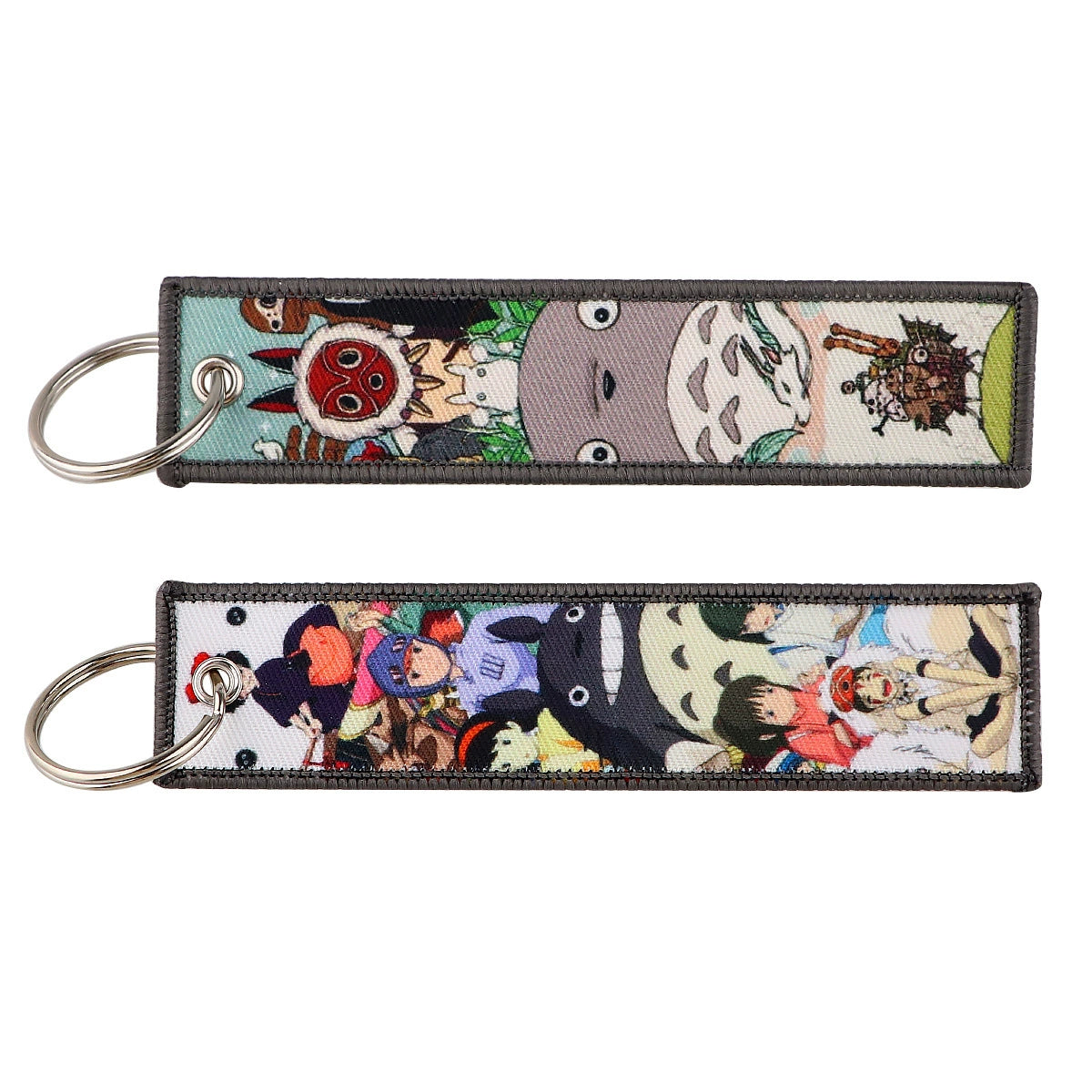 Totoro & No-Face Keychain Lanyard, Studio Ghibli Woven Label Keychain, Anime & Manga Fabric Accessories,020