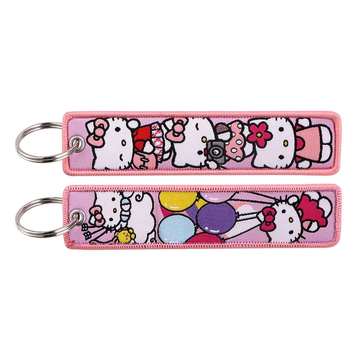 Hello Kitty, Kuromi, Melody Cartoon Woven Keychain Lanyard - Cinnamonroll Fabric Handmade Strap Pendant,023
