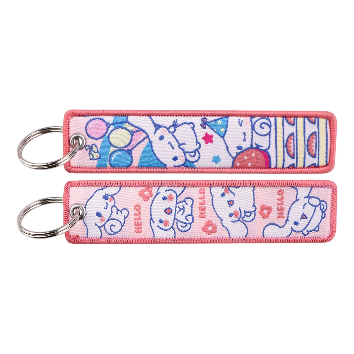Hello Kitty, Kuromi, Melody Cartoon Woven Keychain Lanyard - Cinnamonroll Fabric Handmade Strap Pendant,023