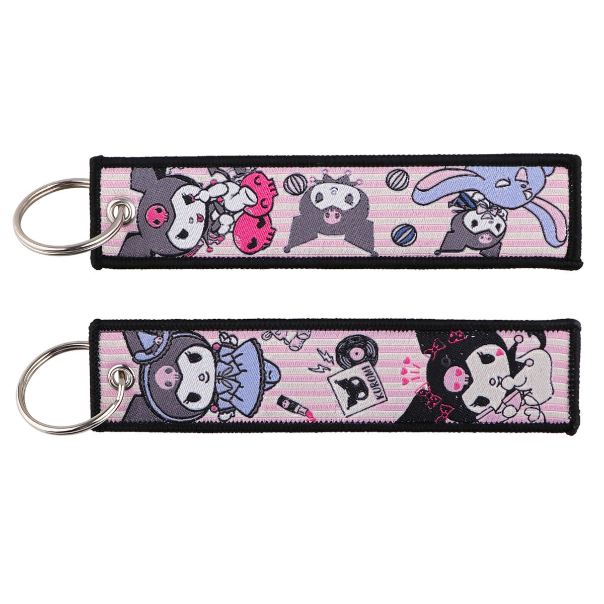 Hello Kitty, Kuromi, Melody Cartoon Woven Keychain Lanyard - Cinnamonroll Fabric Handmade Strap Pendant,023