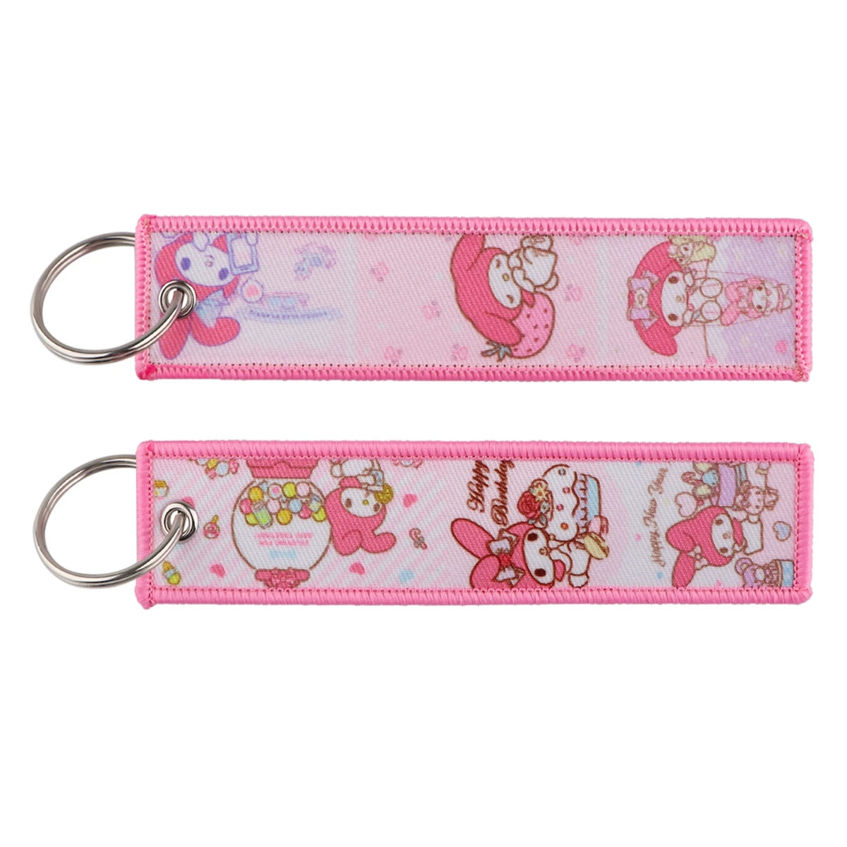 Hello Kitty, Kuromi, Melody Cartoon Woven Keychain Lanyard - Cinnamonroll Fabric Handmade Strap Pendant,023
