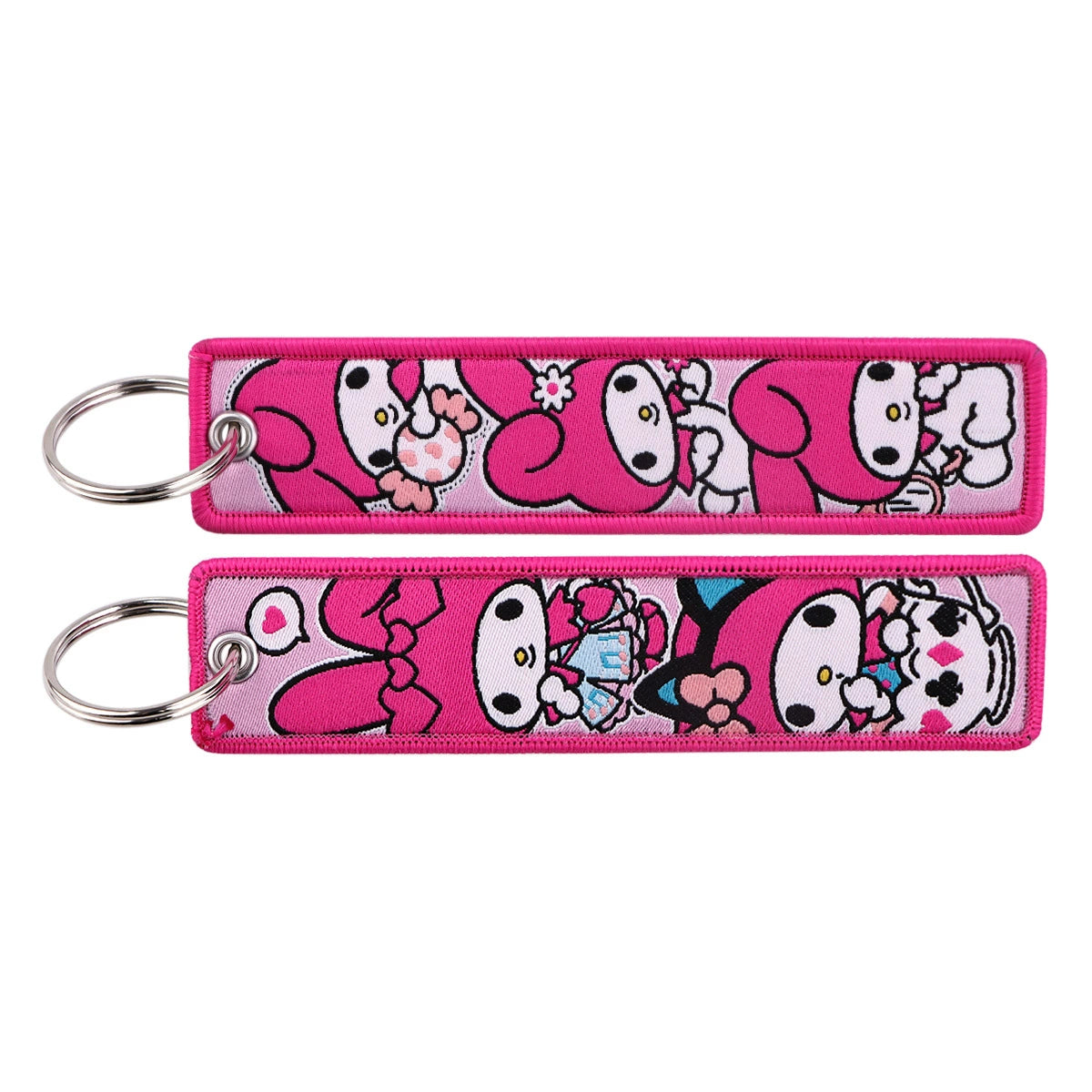 Hello Kitty, Kuromi, Melody Cartoon Woven Keychain Lanyard - Cinnamonroll Fabric Handmade Strap Pendant,023