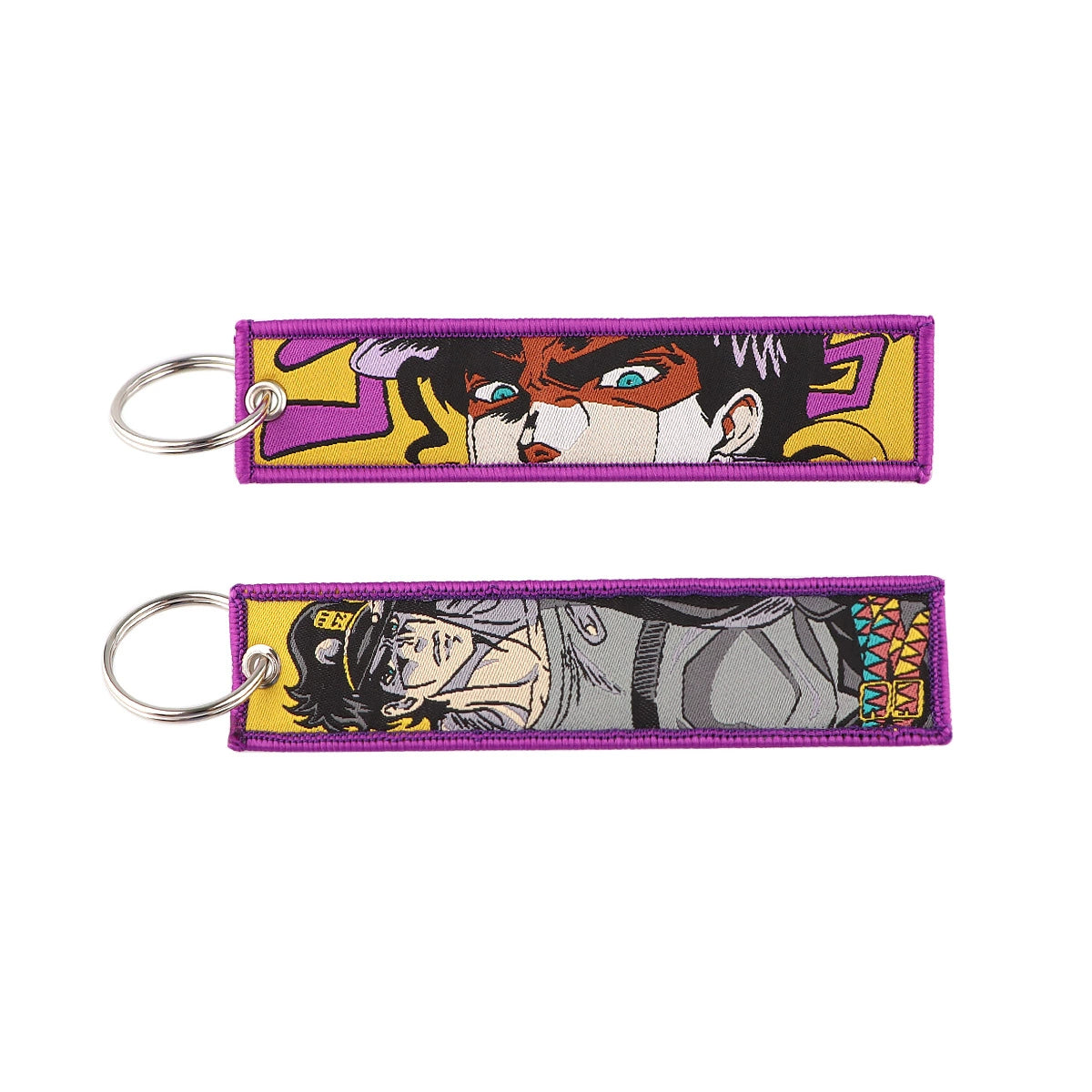 Berserk & JoJo Anime Woven Keychain – Fabric Key Ring with Berserk-Inspired Decorative Chain,026