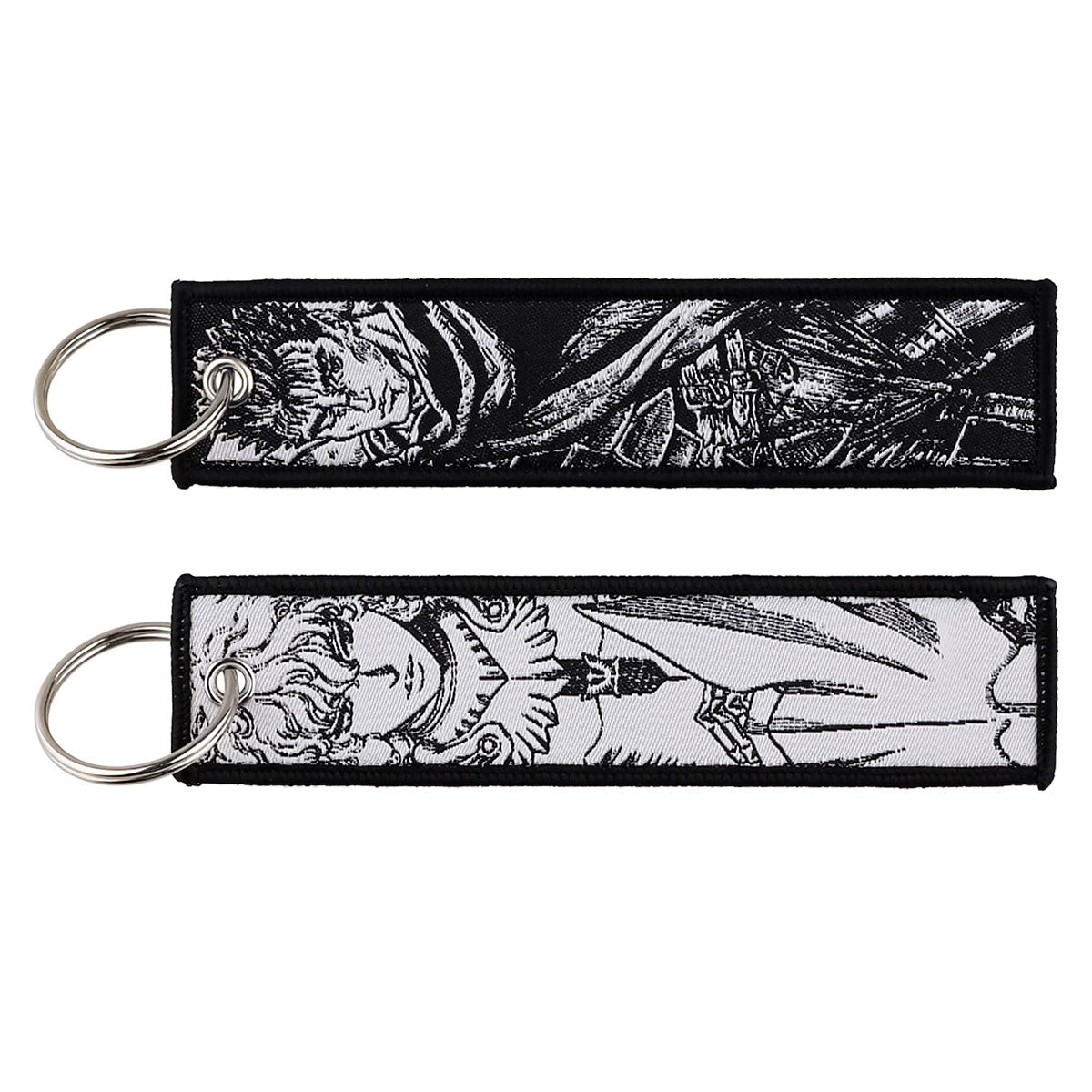 Berserk & JoJo Anime Woven Keychain – Fabric Key Ring with Berserk-Inspired Decorative Chain,026