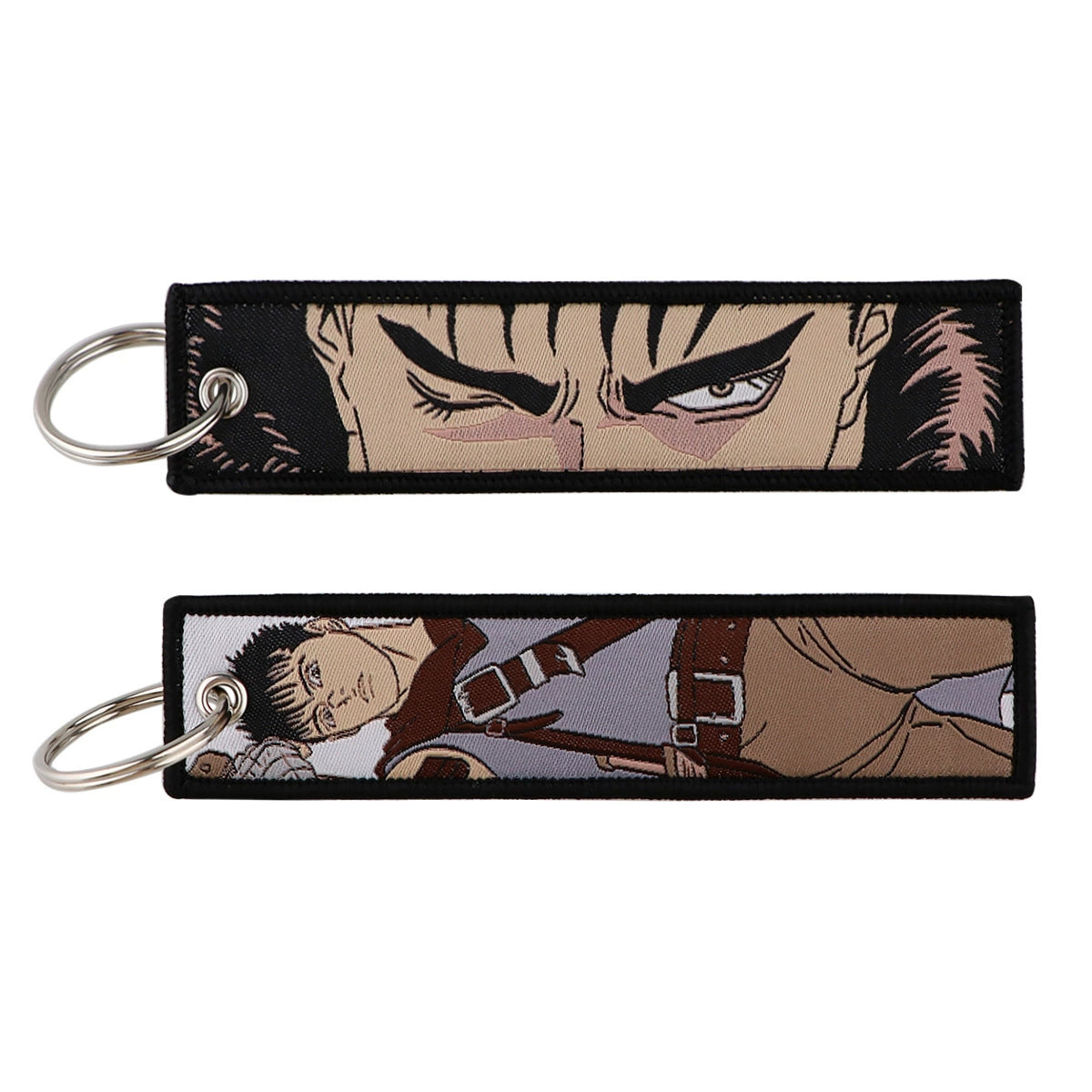 Berserk & JoJo Anime Woven Keychain – Fabric Key Ring with Berserk-Inspired Decorative Chain,026