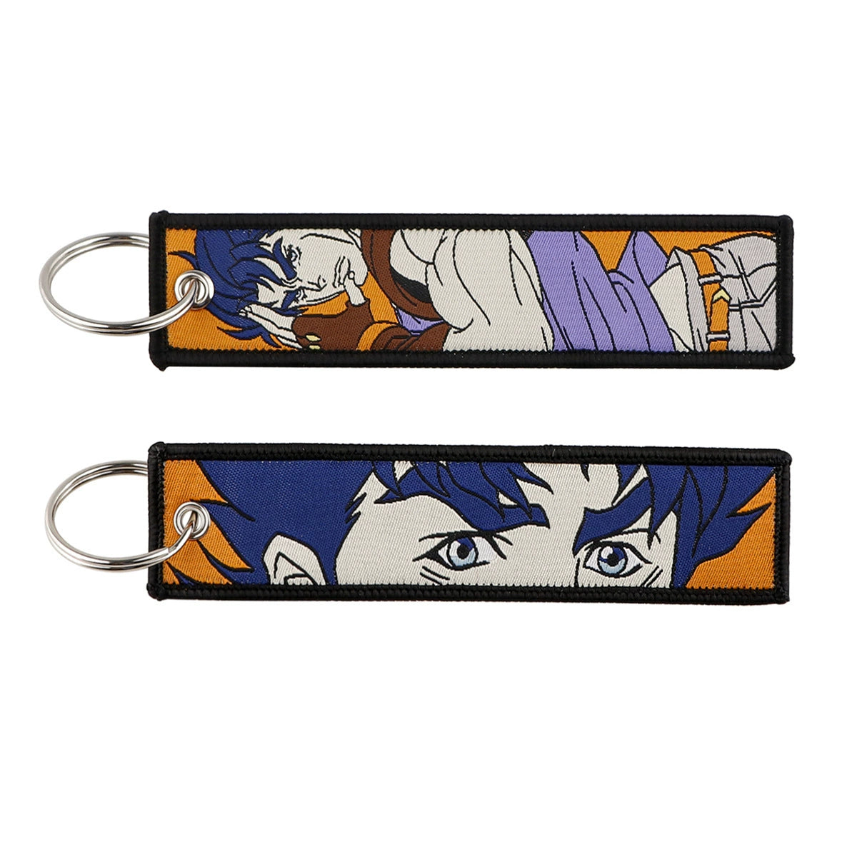 Berserk & JoJo Anime Woven Keychain – Fabric Key Ring with Berserk-Inspired Decorative Chain,026