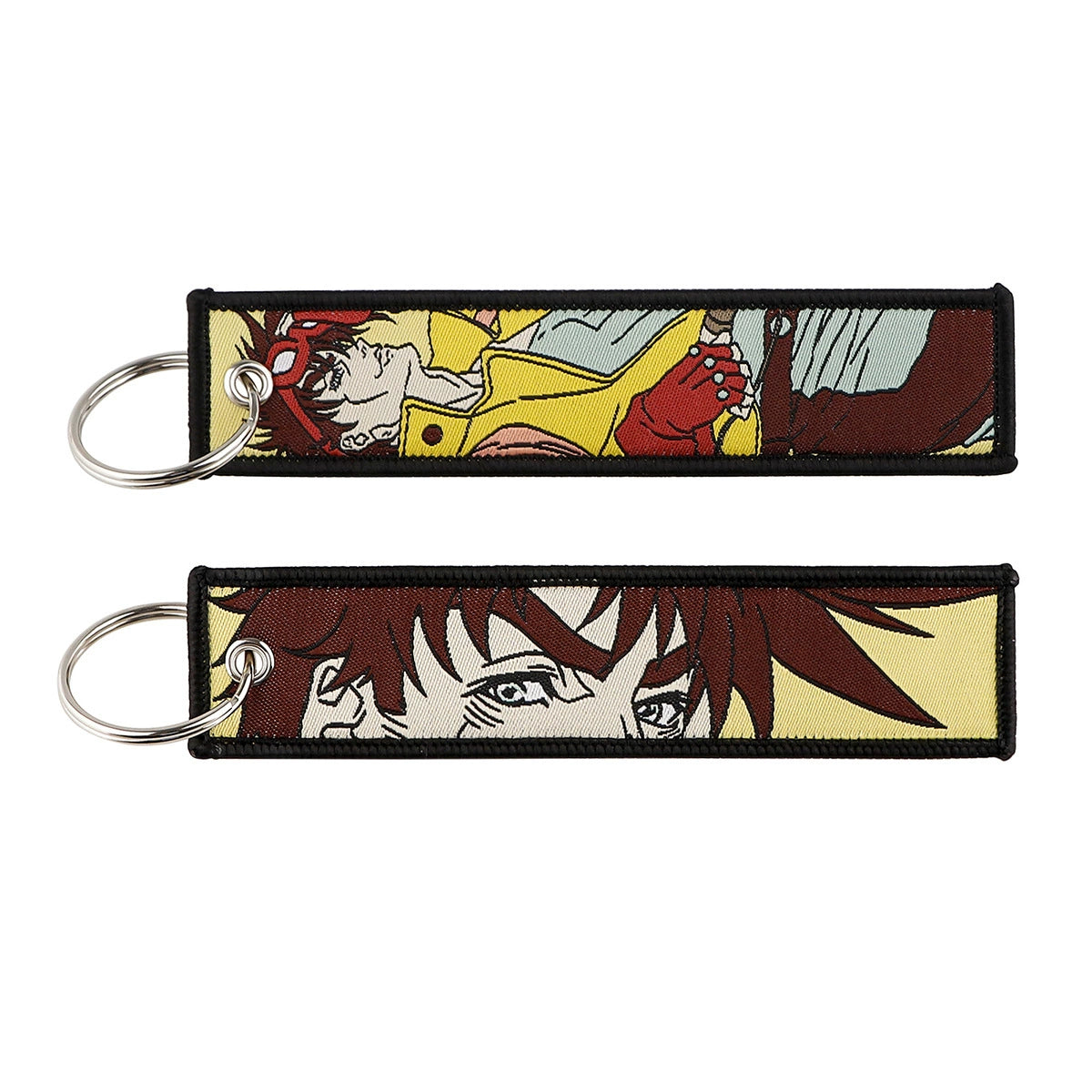 Berserk & JoJo Anime Woven Keychain – Fabric Key Ring with Berserk-Inspired Decorative Chain,026