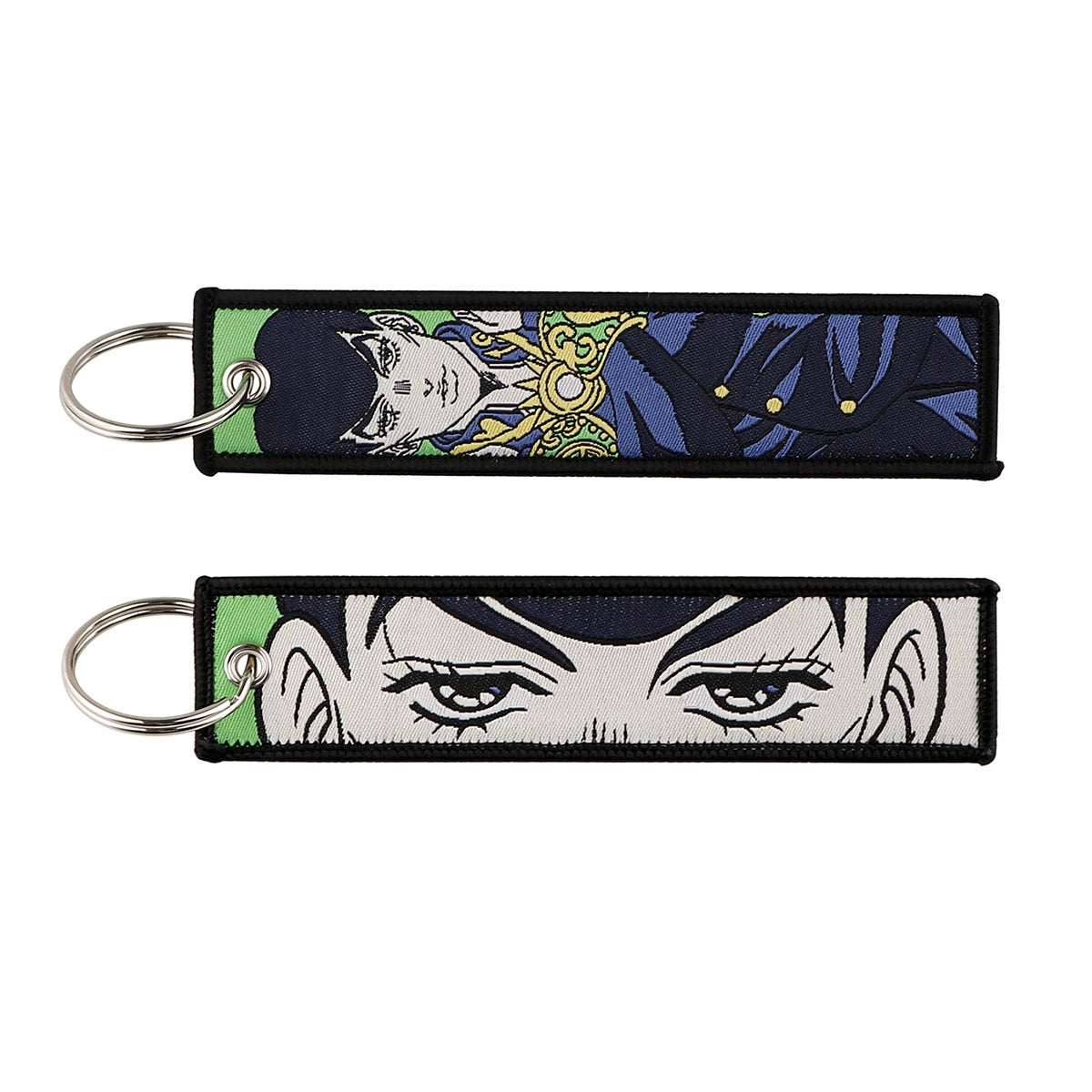 Berserk & JoJo Anime Woven Keychain – Fabric Key Ring with Berserk-Inspired Decorative Chain,026