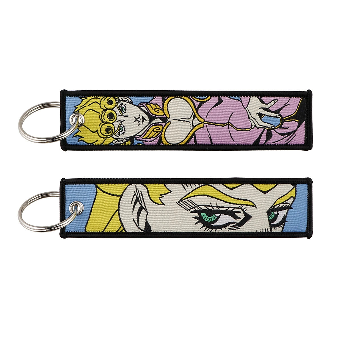 Berserk & JoJo Anime Woven Keychain – Fabric Key Ring with Berserk-Inspired Decorative Chain,026