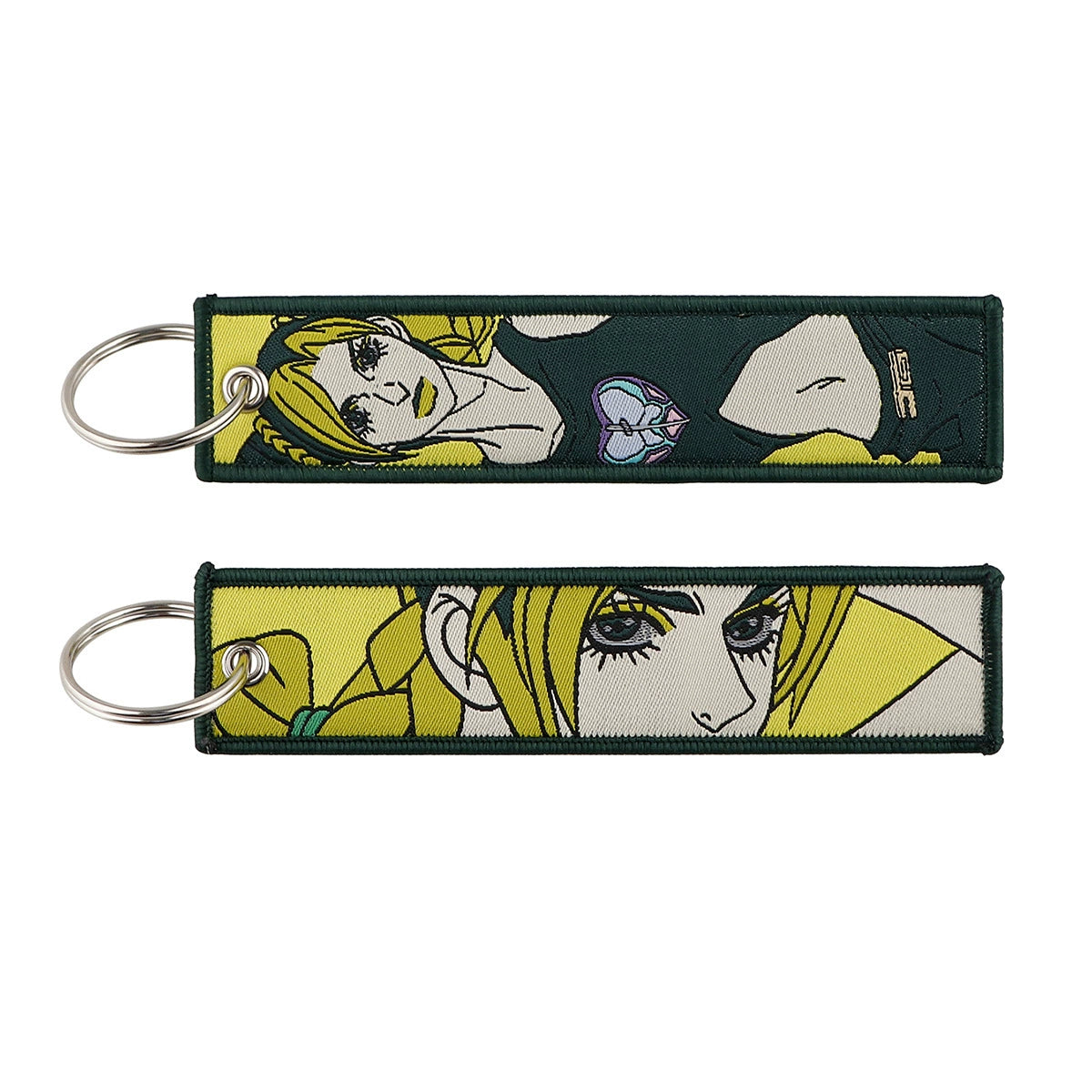 Berserk & JoJo Anime Woven Keychain – Fabric Key Ring with Berserk-Inspired Decorative Chain,026