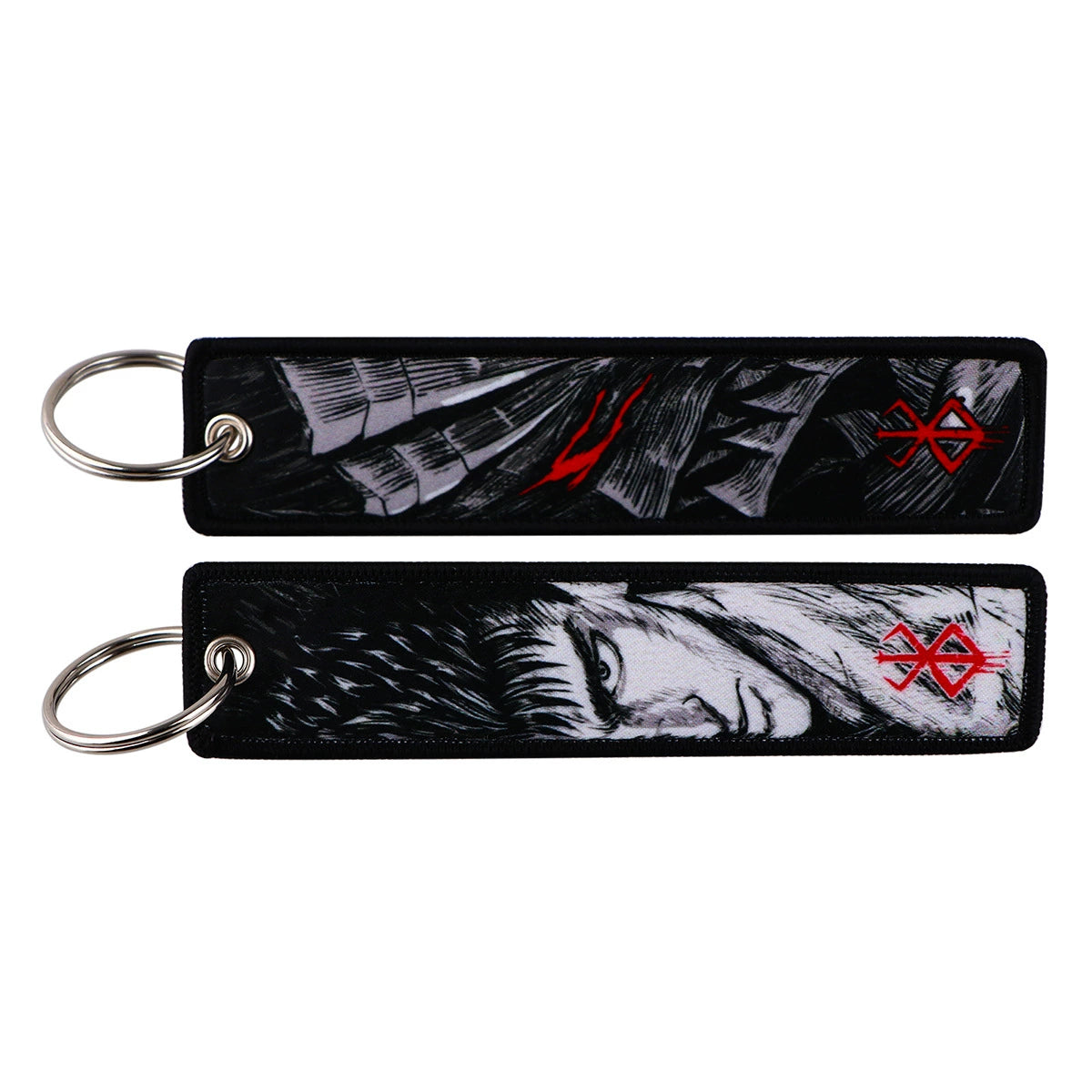 Berserk & JoJo Anime Woven Keychain – Fabric Key Ring with Berserk-Inspired Decorative Chain,026
