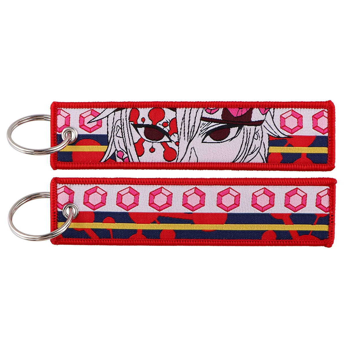 Cartoon Demon Slayer Jacquard Keychain Lanyard, Demon Access Card Holder, Fabric Keychain for ID and Office Badge,017