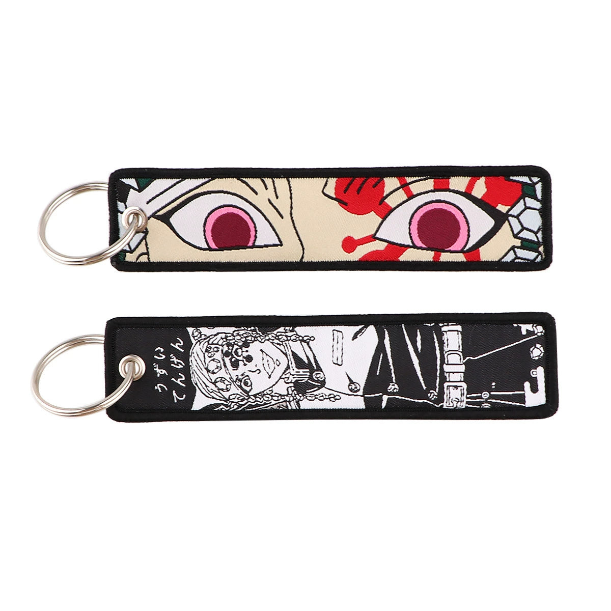 Cartoon Demon Slayer Jacquard Keychain Lanyard, Demon Access Card Holder, Fabric Keychain for ID and Office Badge,017
