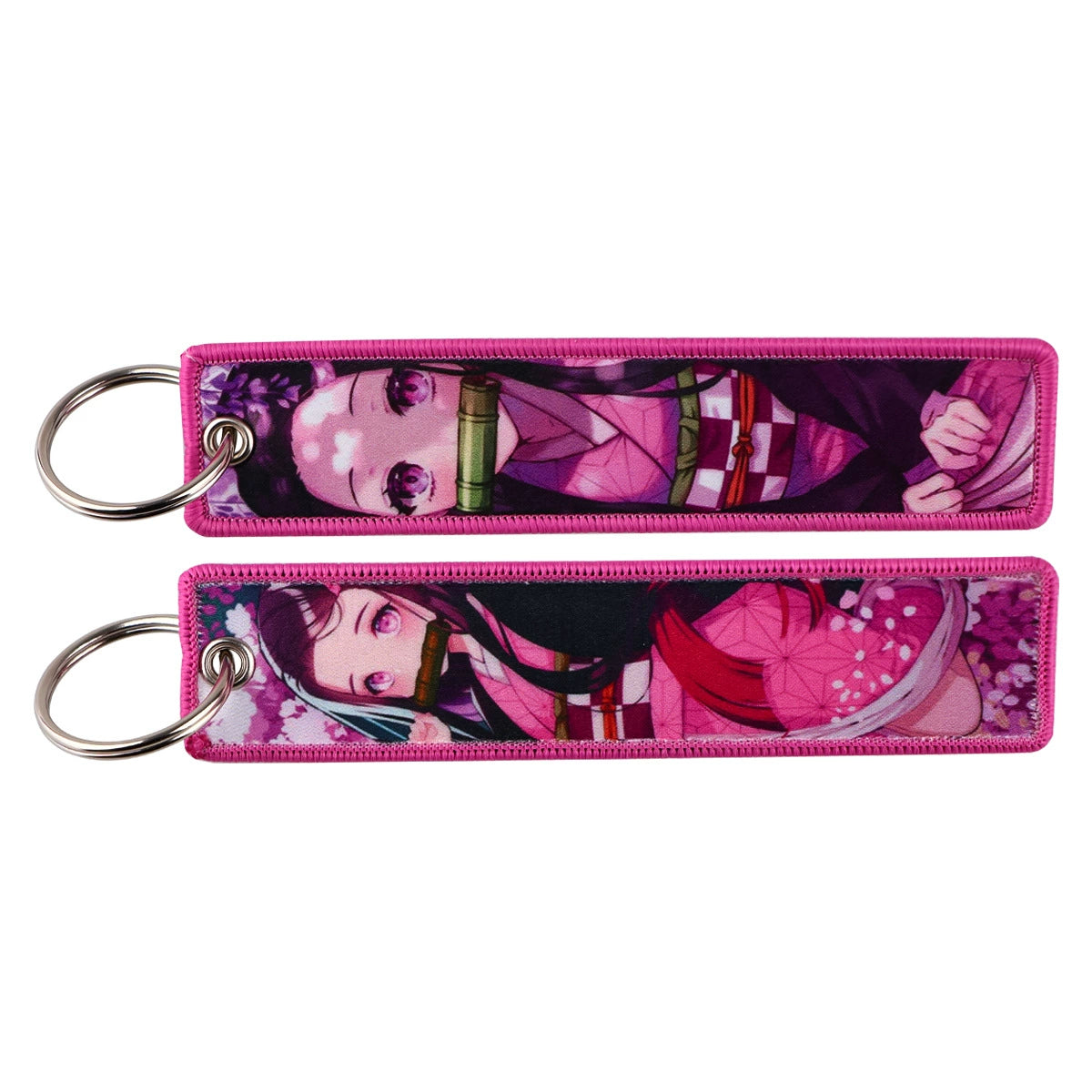 Cartoon Demon Slayer Jacquard Keychain Lanyard, Demon Access Card Holder, Fabric Keychain for ID and Office Badge,017