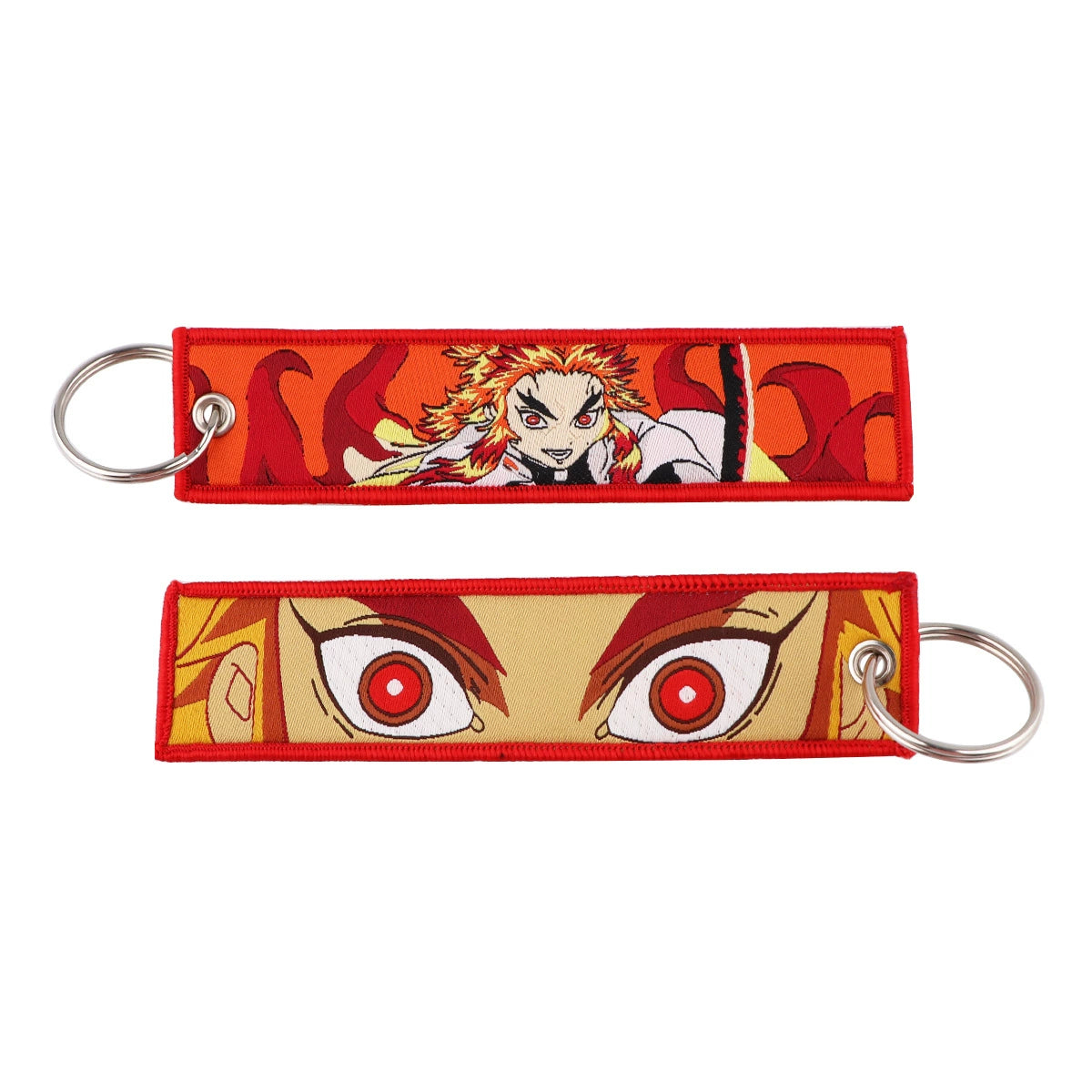 Cartoon Demon Slayer Jacquard Keychain Lanyard, Demon Access Card Holder, Fabric Keychain for ID and Office Badge,017