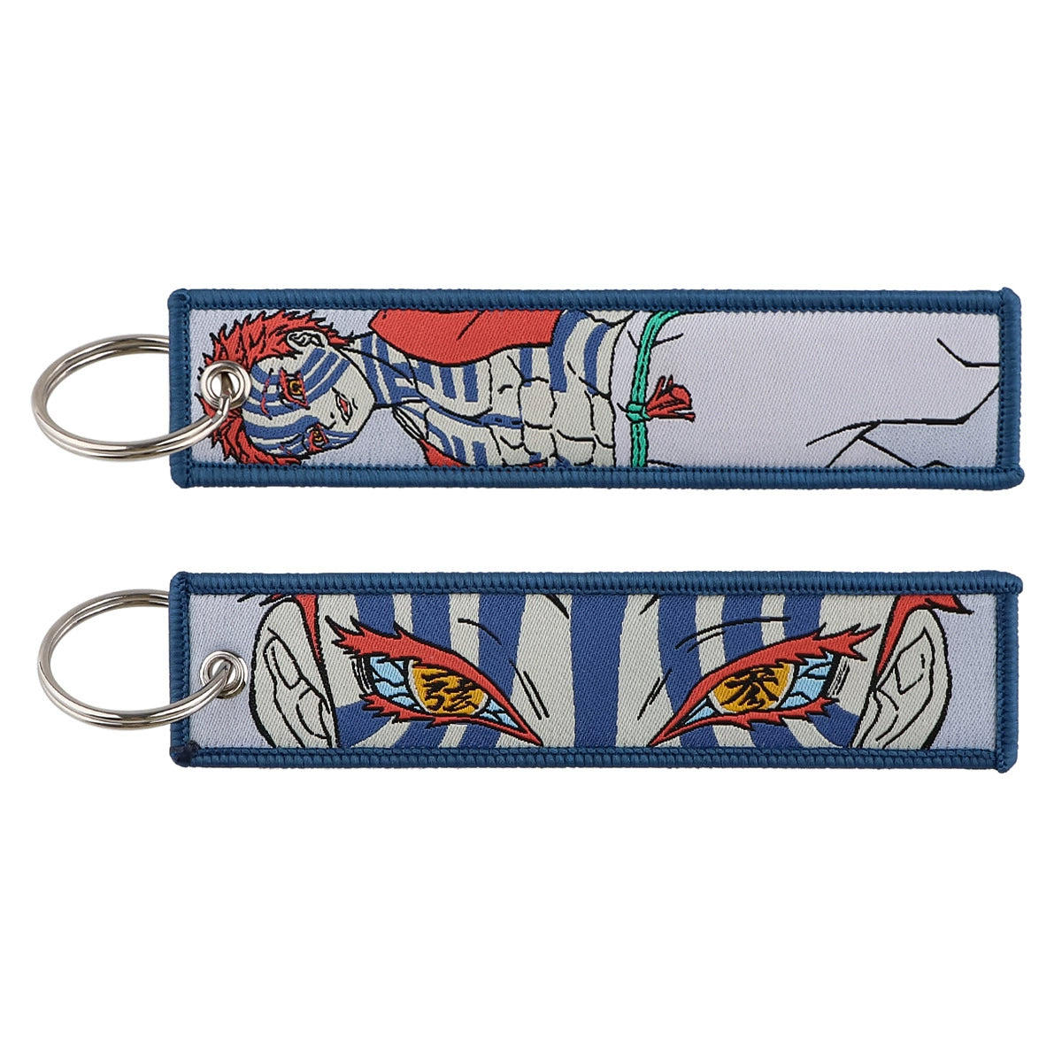 Cartoon Demon Slayer Jacquard Keychain Lanyard, Demon Access Card Holder, Fabric Keychain for ID and Office Badge,017