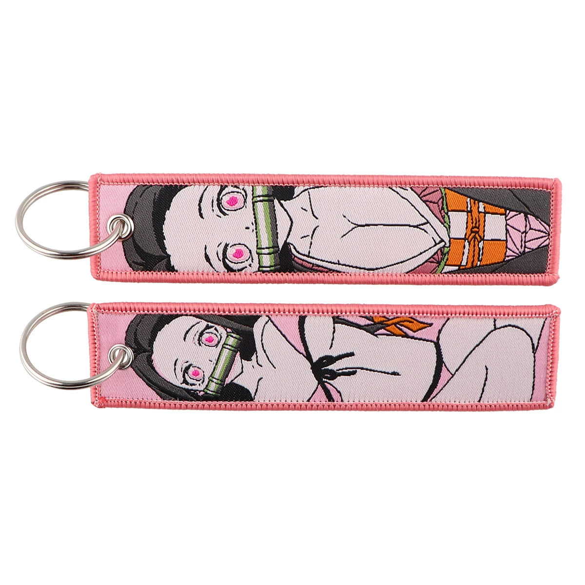 Cartoon Demon Slayer Jacquard Keychain Lanyard, Demon Access Card Holder, Fabric Keychain for ID and Office Badge,017