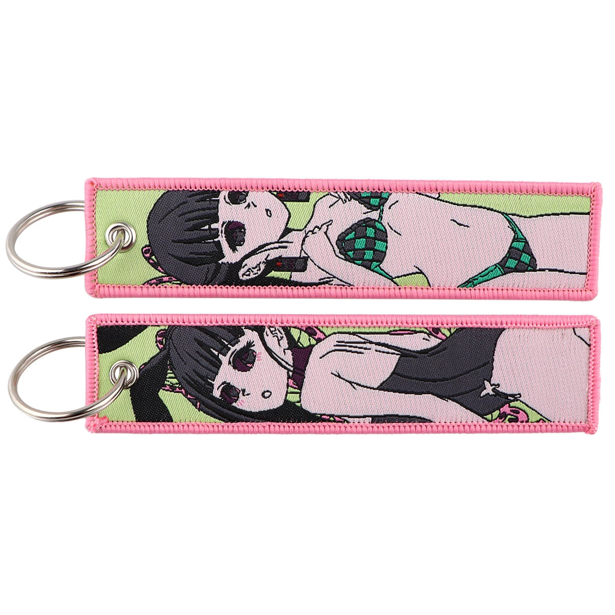 Cartoon Demon Slayer Jacquard Keychain Lanyard, Demon Access Card Holder, Fabric Keychain for ID and Office Badge,017