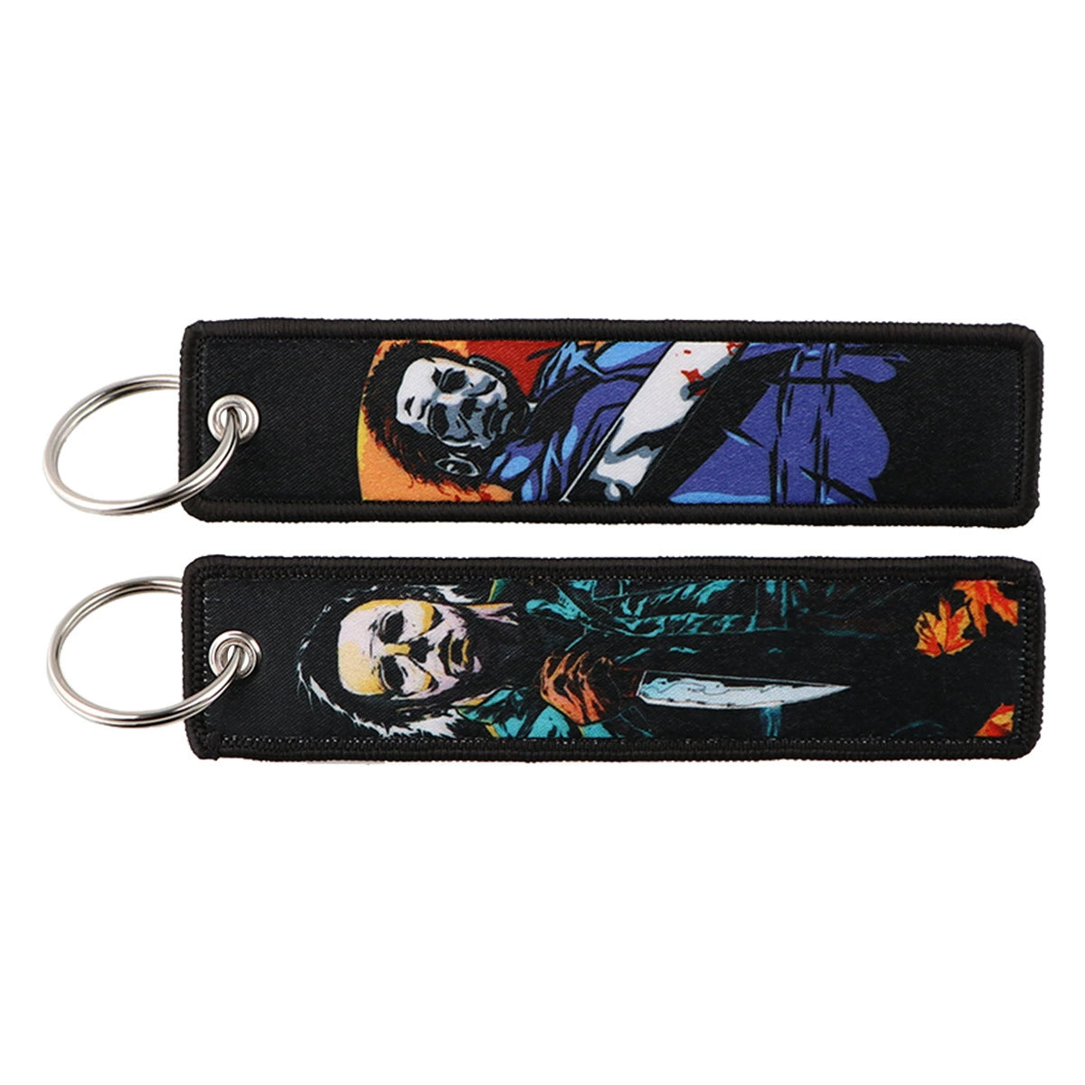Halloween Cartoon Horror Woven Lanyard Keychain – Fabric Badge Holder for Students & Campus Use,029
