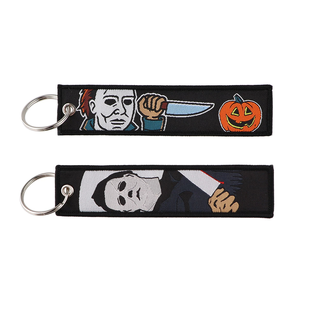 Halloween Cartoon Horror Woven Lanyard Keychain – Fabric Badge Holder for Students & Campus Use,029