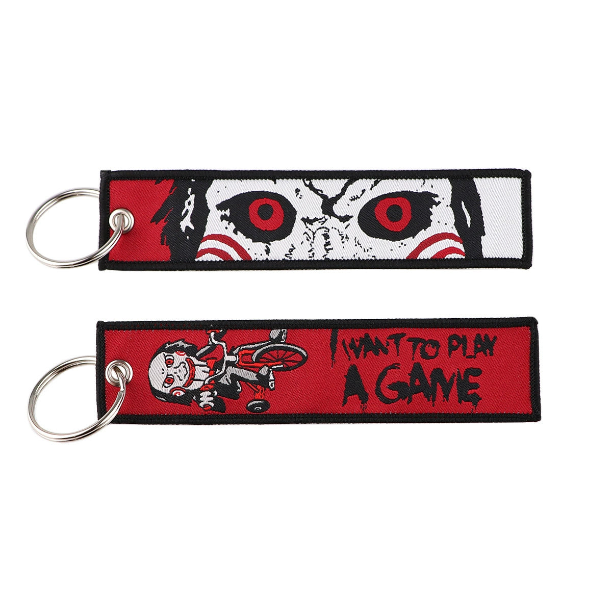 Halloween Cartoon Horror Woven Lanyard Keychain – Fabric Badge Holder for Students & Campus Use,029