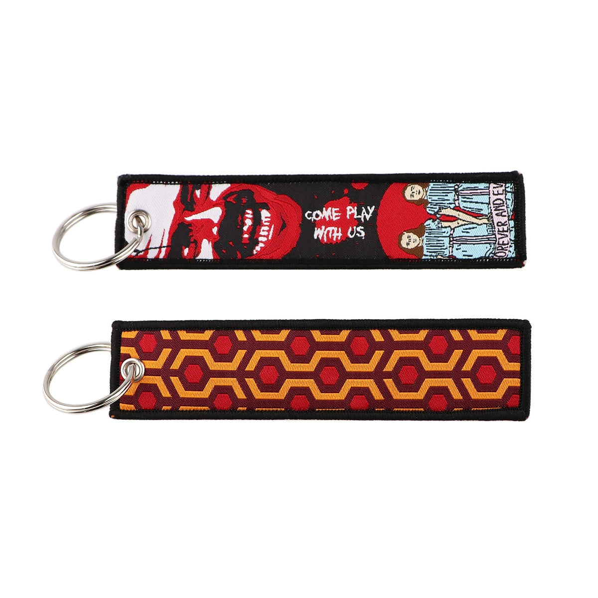 Halloween Cartoon Horror Woven Lanyard Keychain – Fabric Badge Holder for Students & Campus Use,029