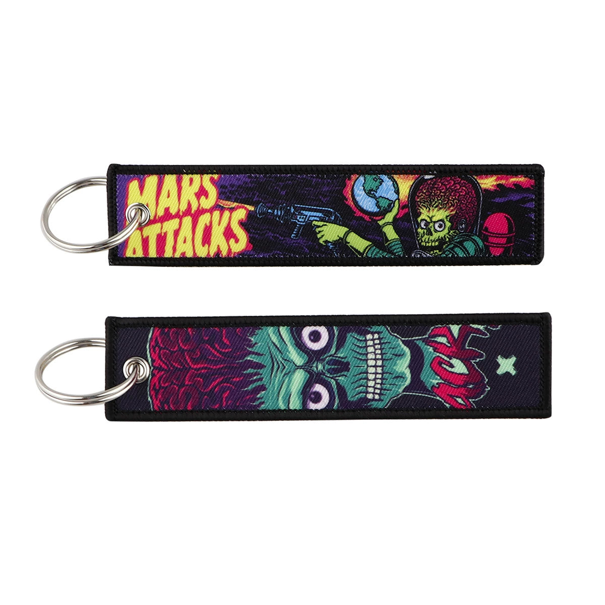 Halloween Cartoon Horror Woven Lanyard Keychain – Fabric Badge Holder for Students & Campus Use,029
